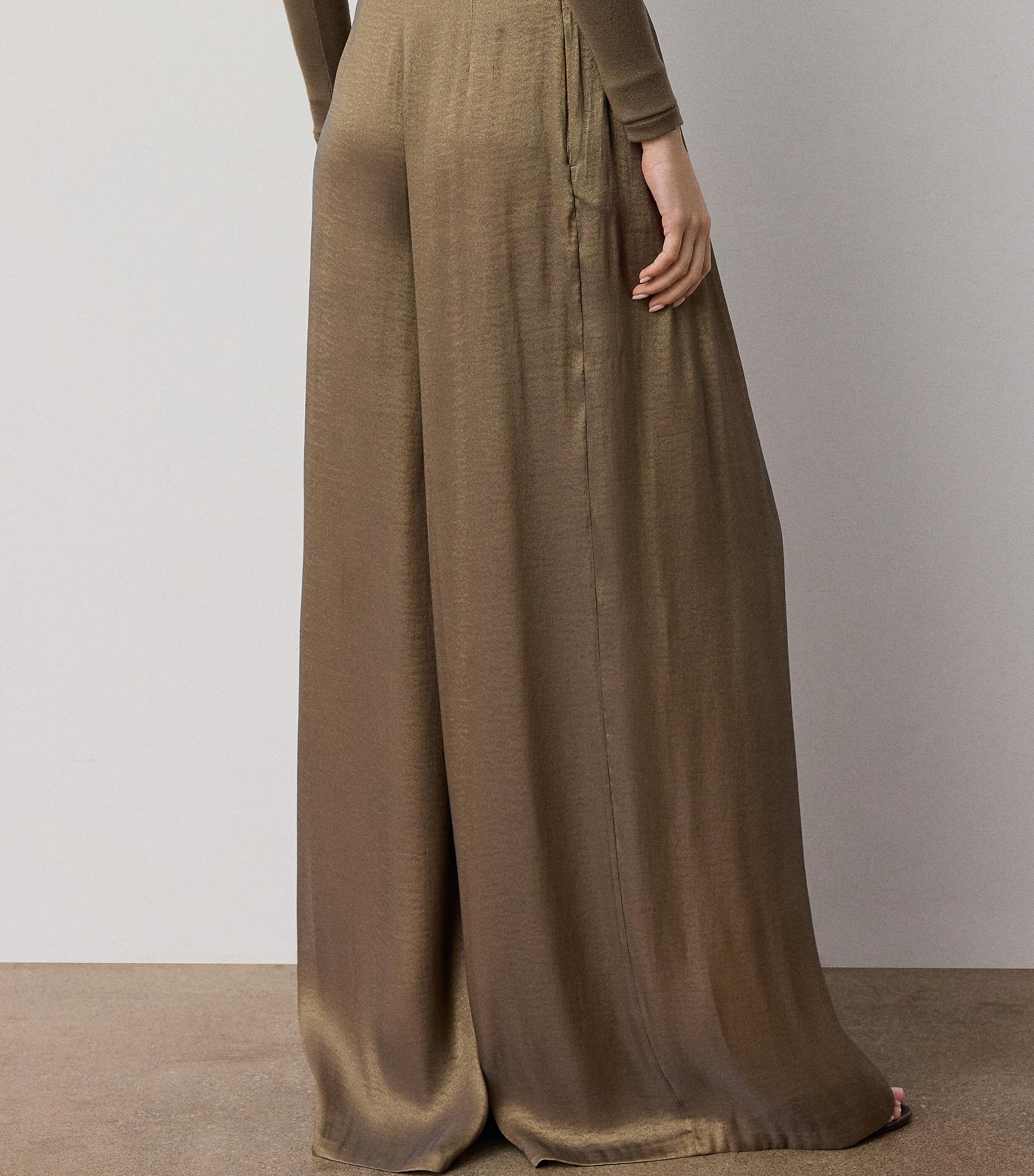 Ralph Lauren Collection Womens Greer Wide-Leg Trousers Antique Brass Image 5