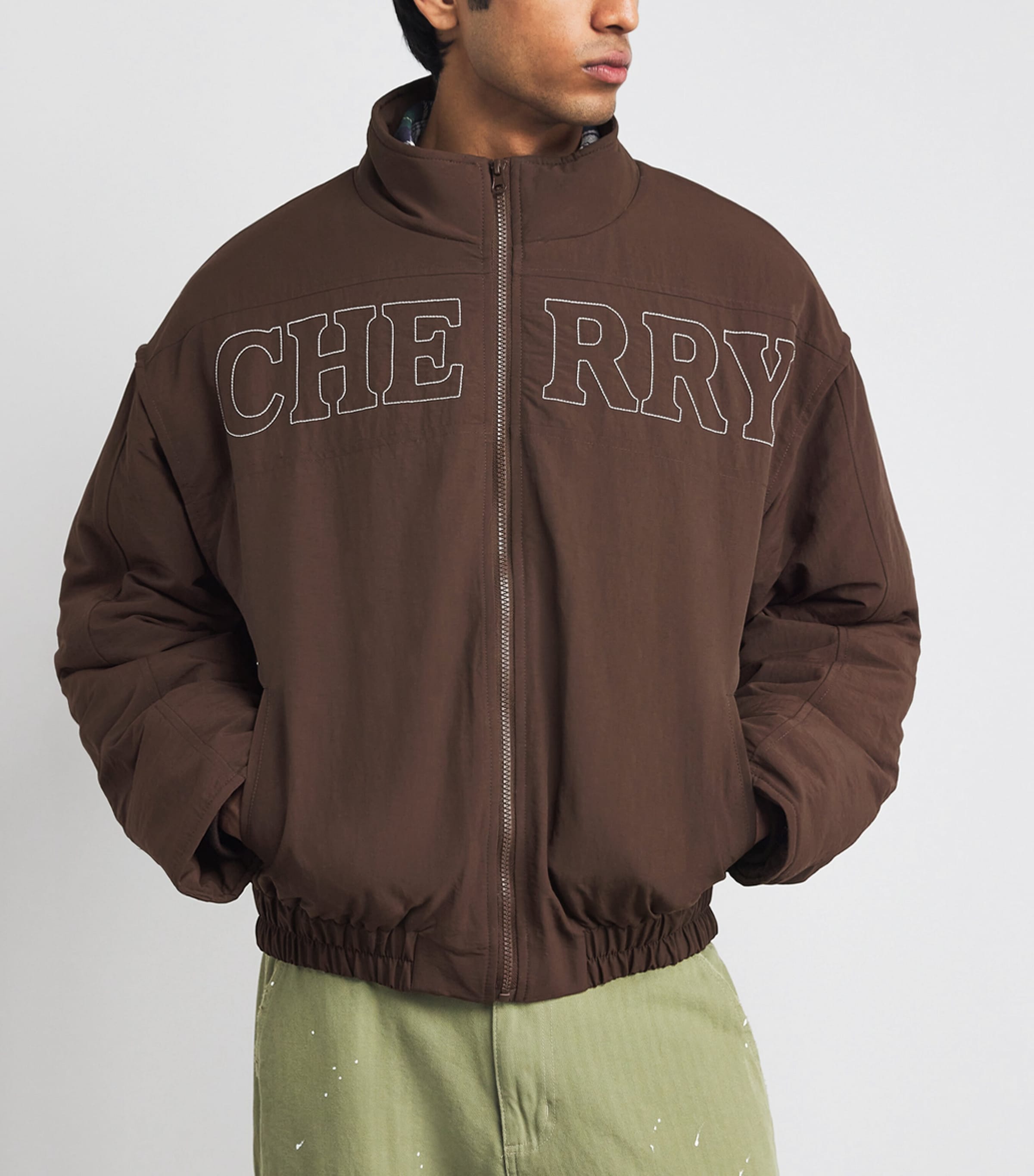 Embroidered Pit Crew Puffer Jacket CHOCOLATE BROWN Image 4