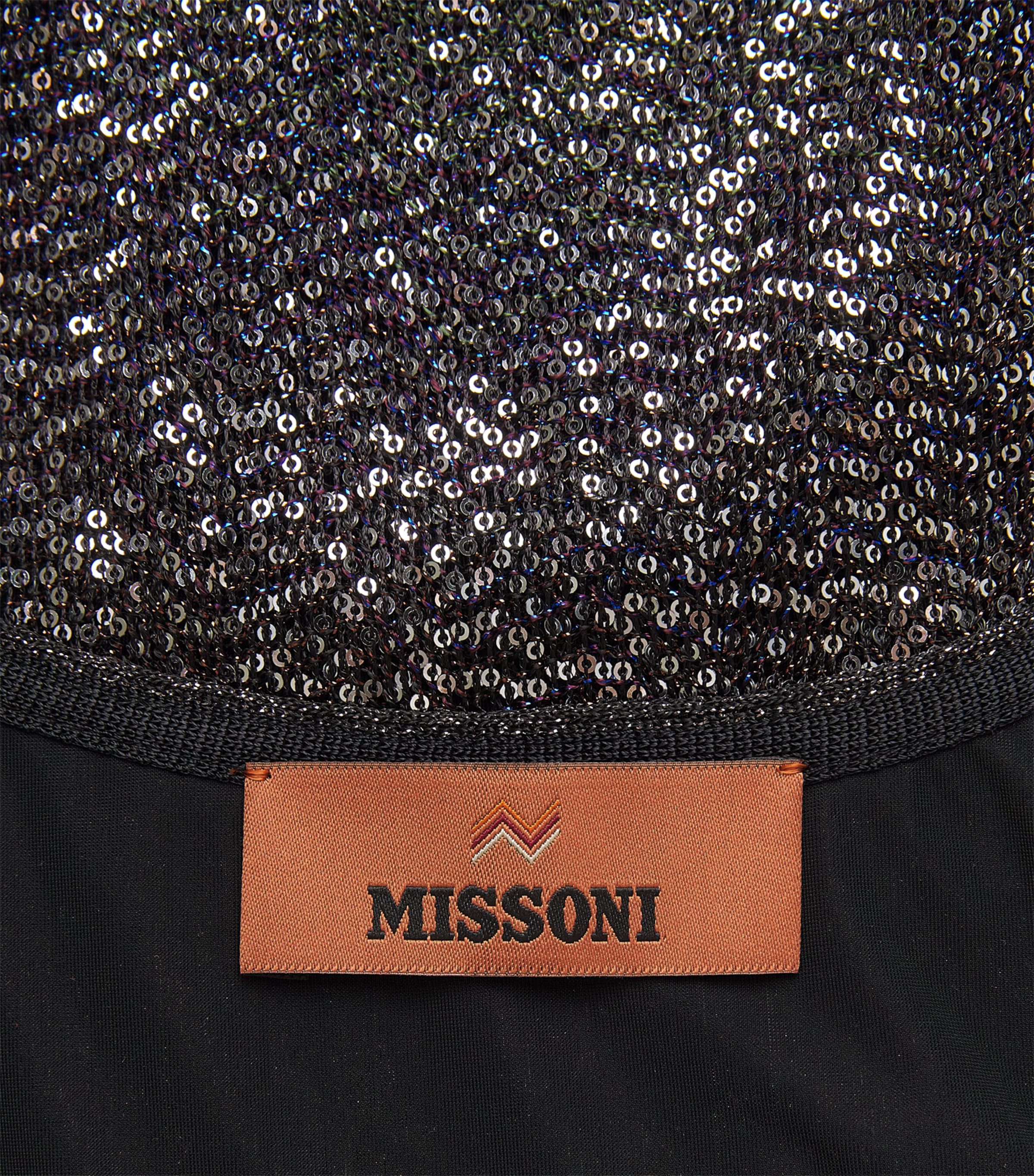 Missoni Womens Sequin Chevron Mini Dress Bn,bl,yl Image 2
