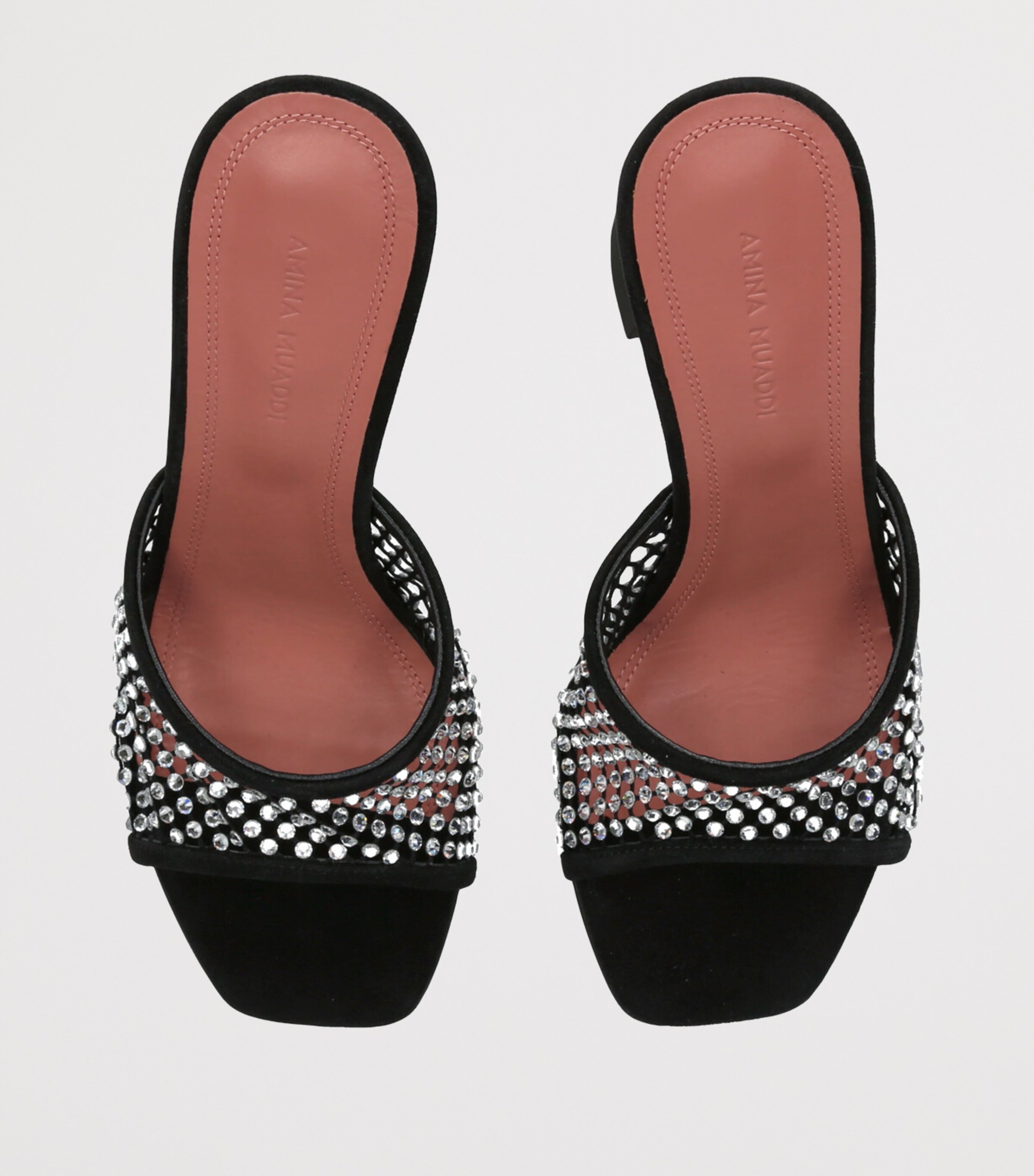 Amina Muaddi Crystal-Mesh Lupita Mules 95 | Harrods US