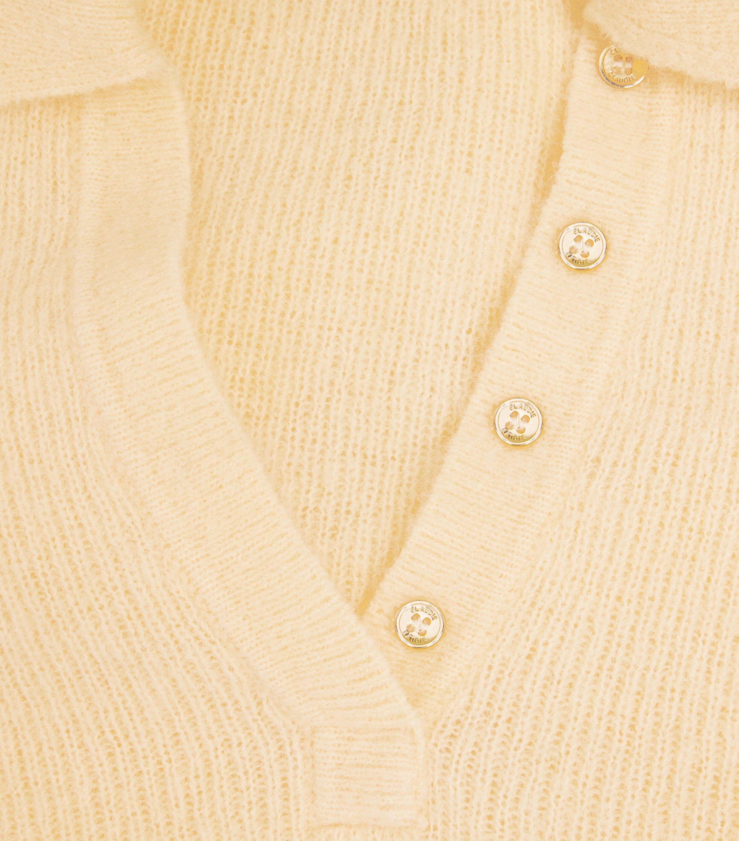 Claudie Pierlot Womens Textured Polo Sweater Baby Yellow Image 6