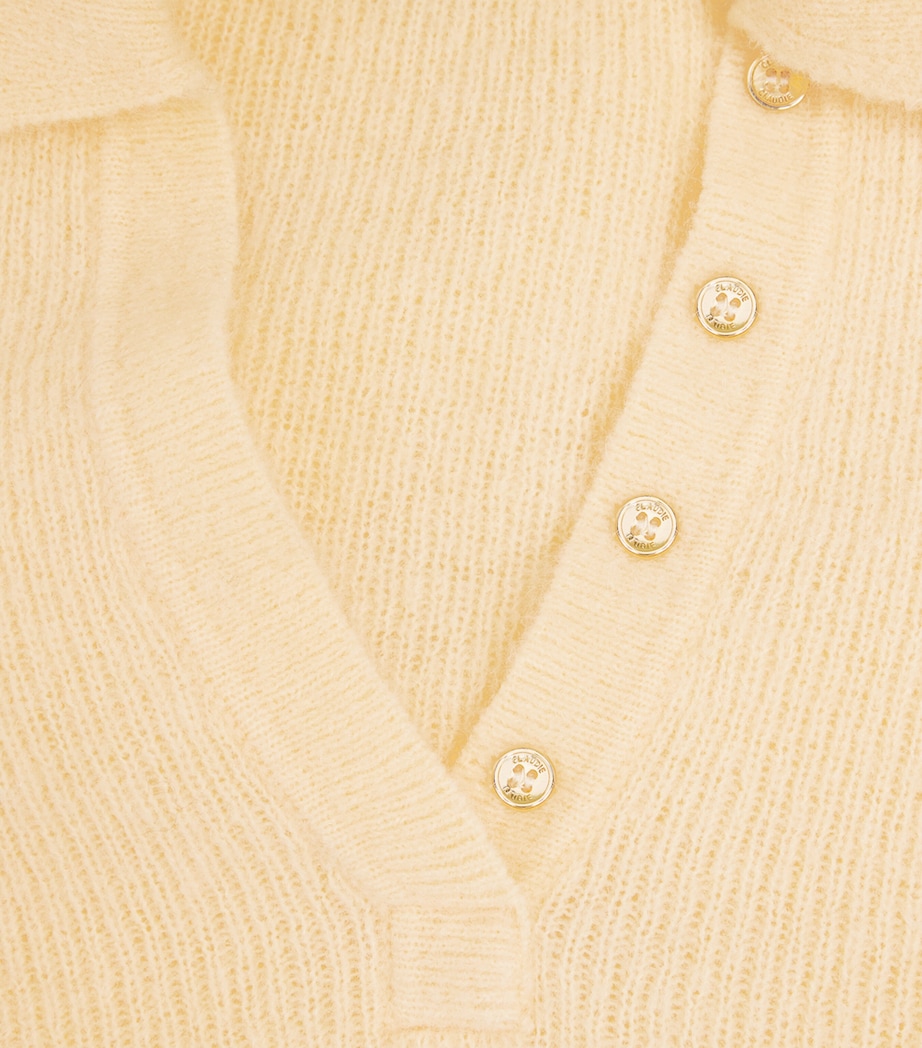 Claudie Pierlot Womens Textured Polo Sweater Baby Yellow Image 6