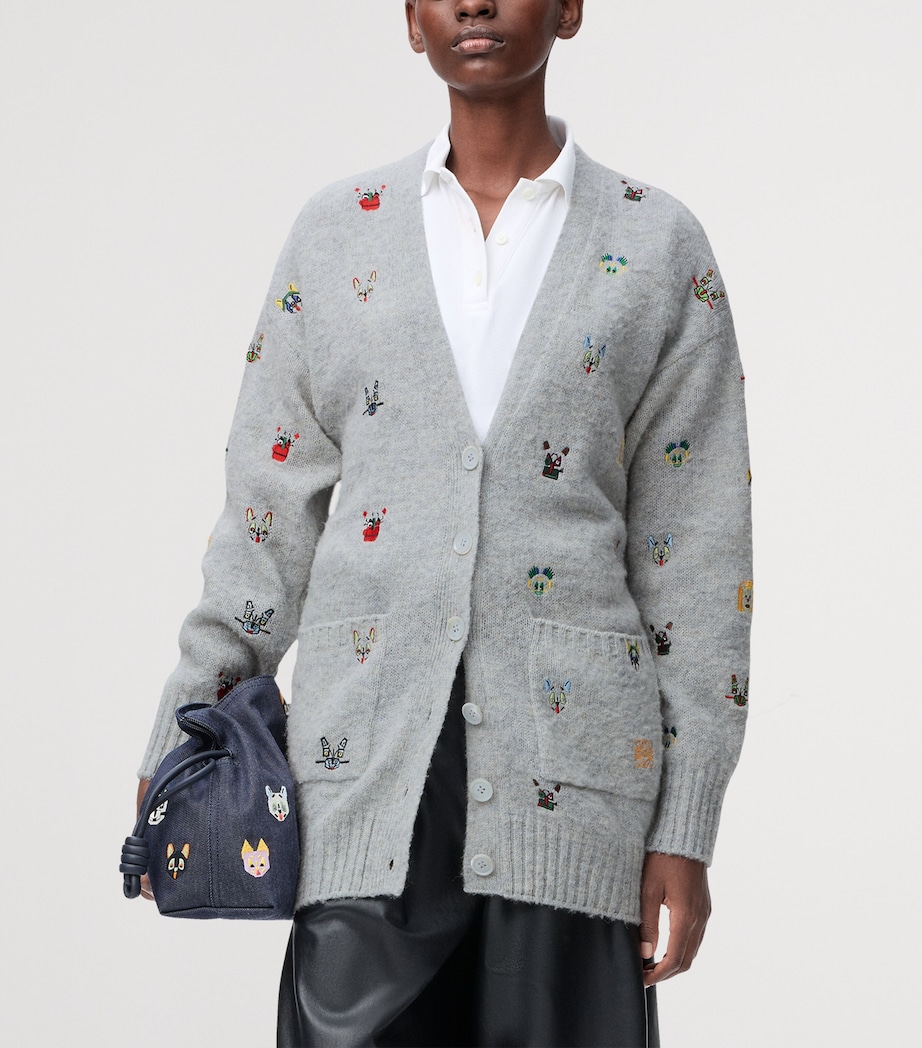x Louis Wain Wool-Blend Belted Cardigan GREY/MULTICOLOR Image 3