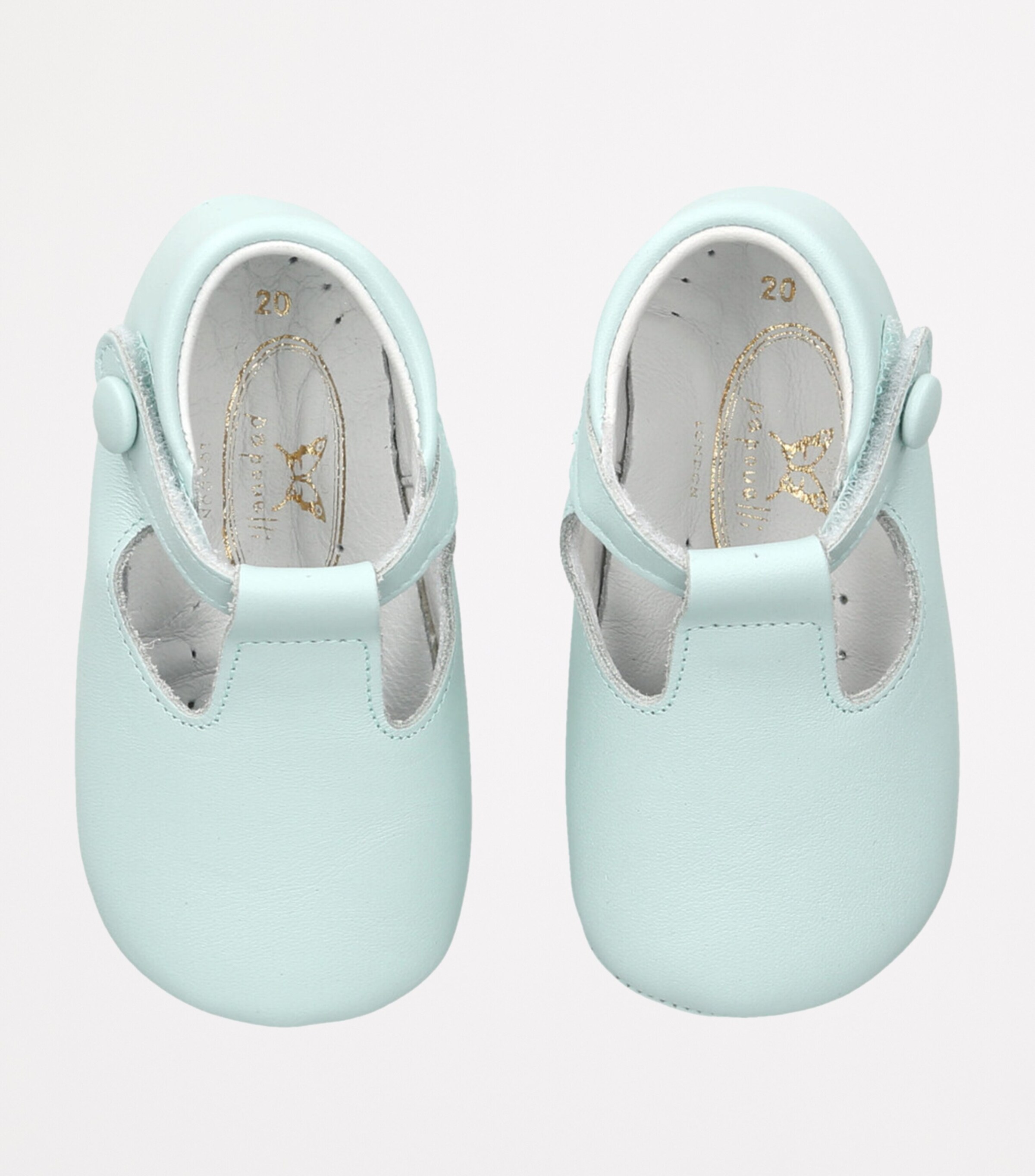 Leather Poppie Crib Shoes PALE BLUE Image 4
