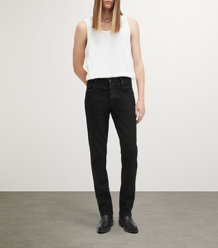 AllSaints Mens Sid Slim Jeans Jet Black Image 2