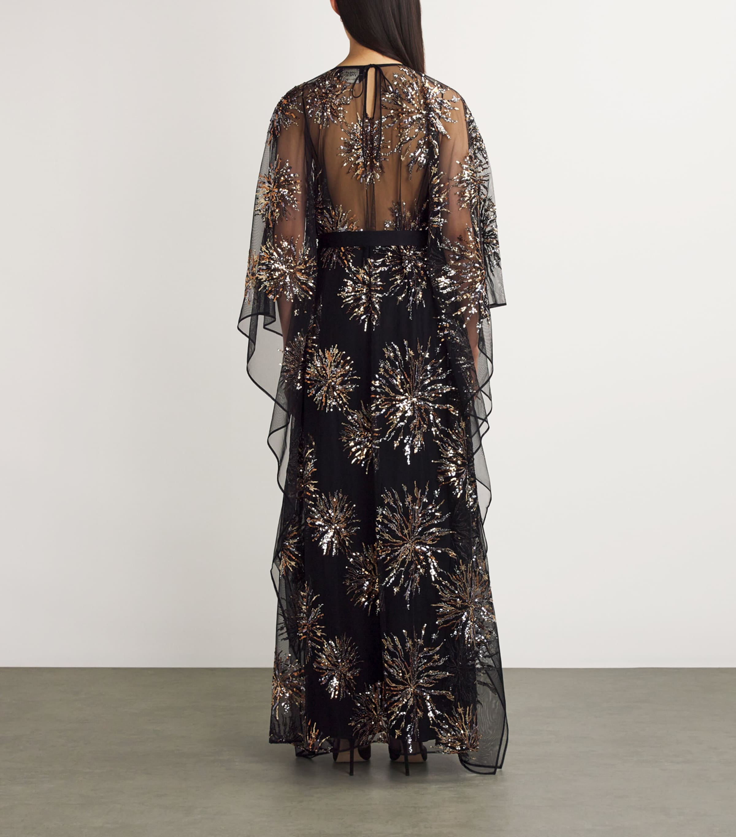 Taller Marmo Womens Sequinned Gran Soleil Kaftan Black Image 3