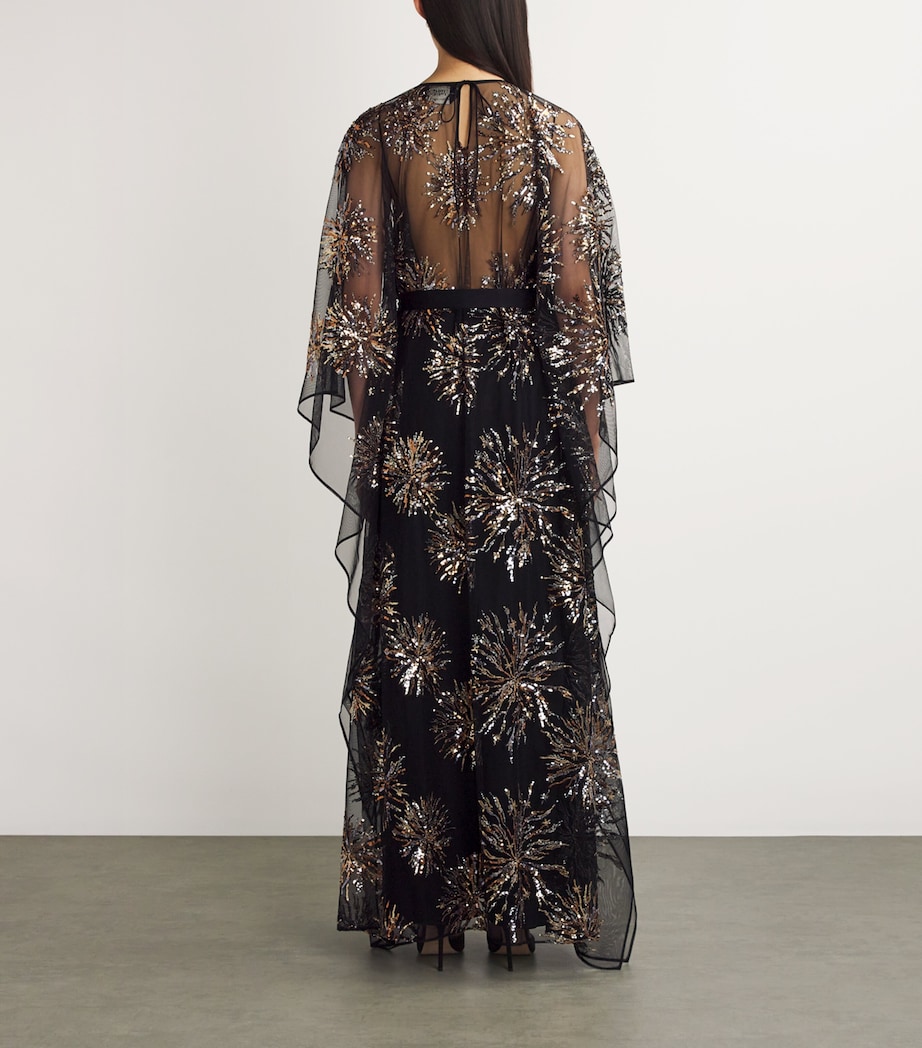 Taller Marmo Womens Sequinned Gran Soleil Kaftan Black Image 3