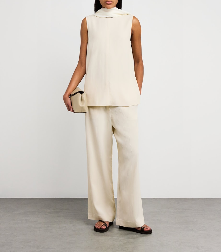 Woven Stripe Drawstring Trousers ECRU 116 Image 2