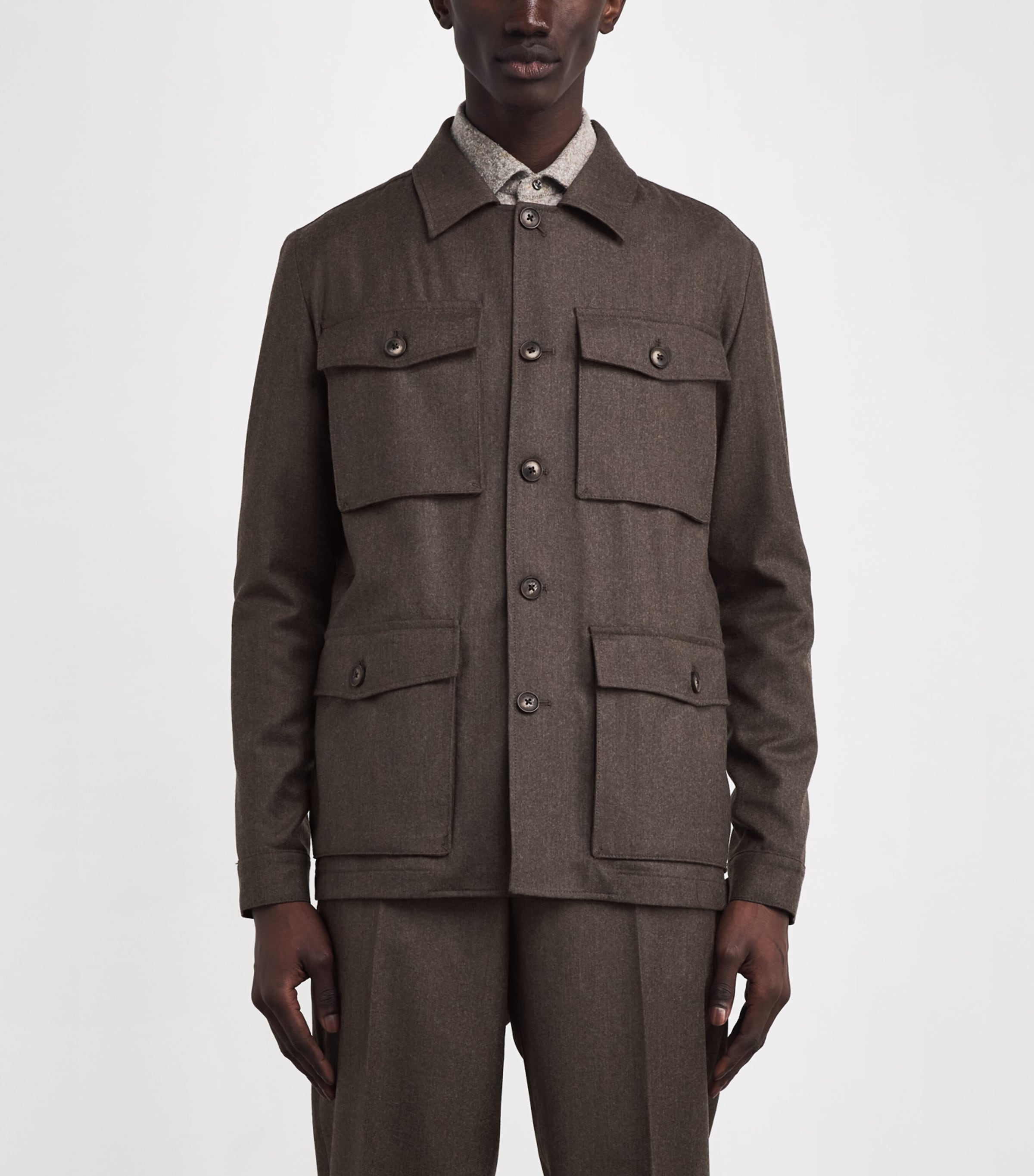 Virgin Wool-Cashmere Field Jacket 41 BROWN Image 3