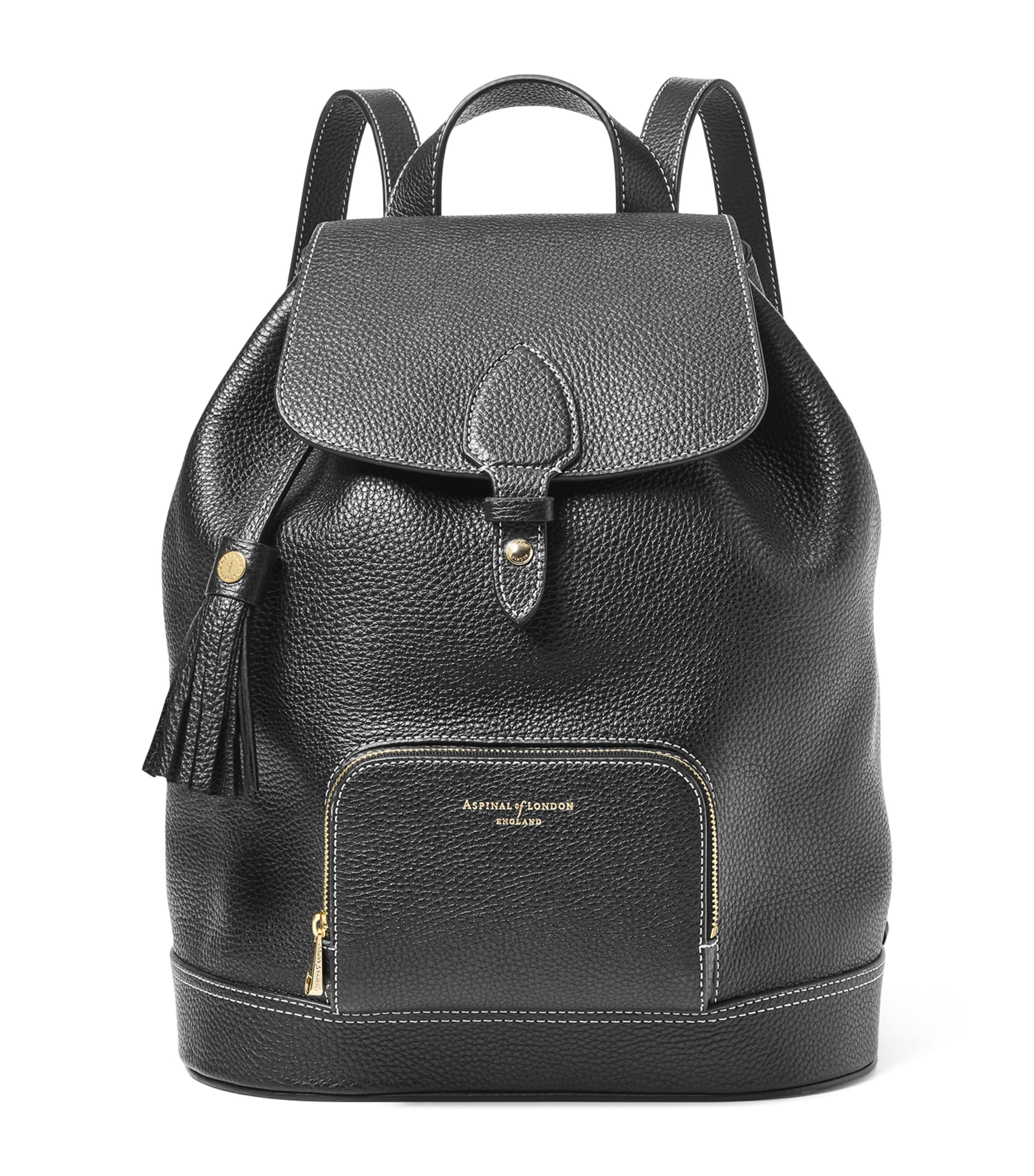Aspinal Of London Small Leather Hudson Backpack In Black