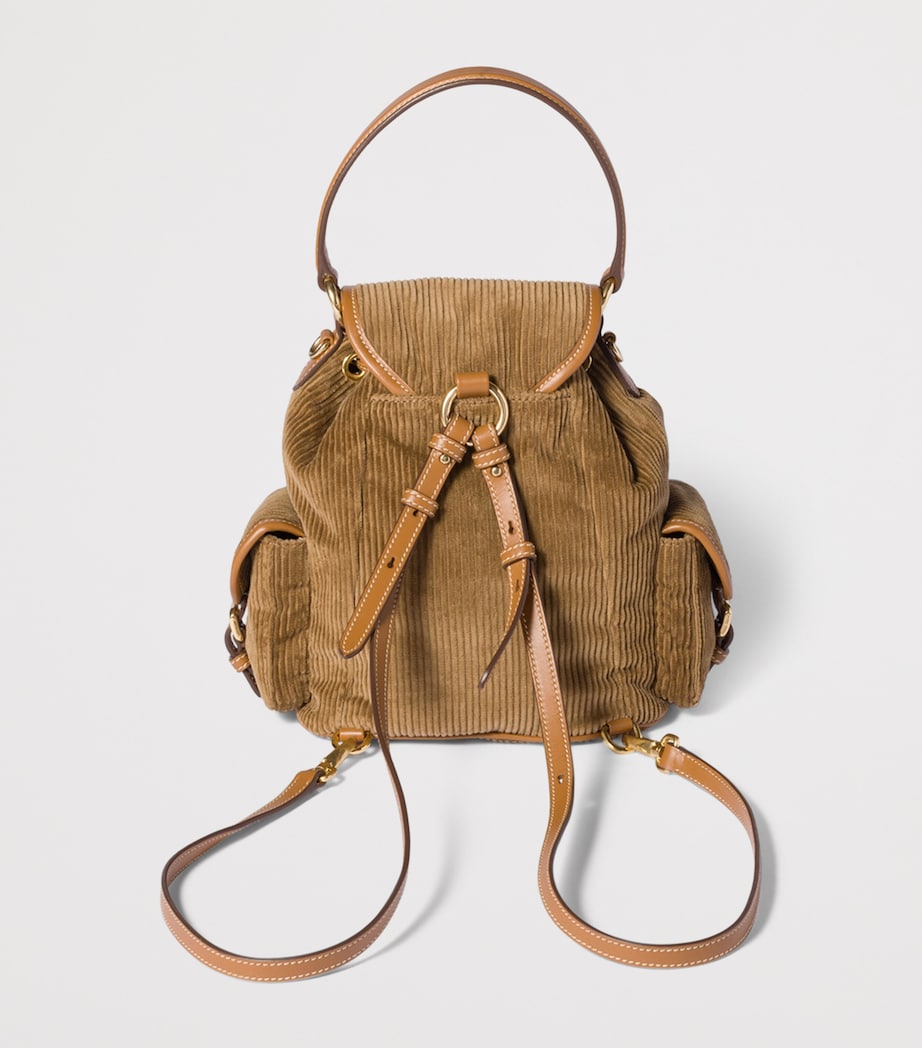 Medium Corduroy Leather-Trim Backpack F0401 Image 4