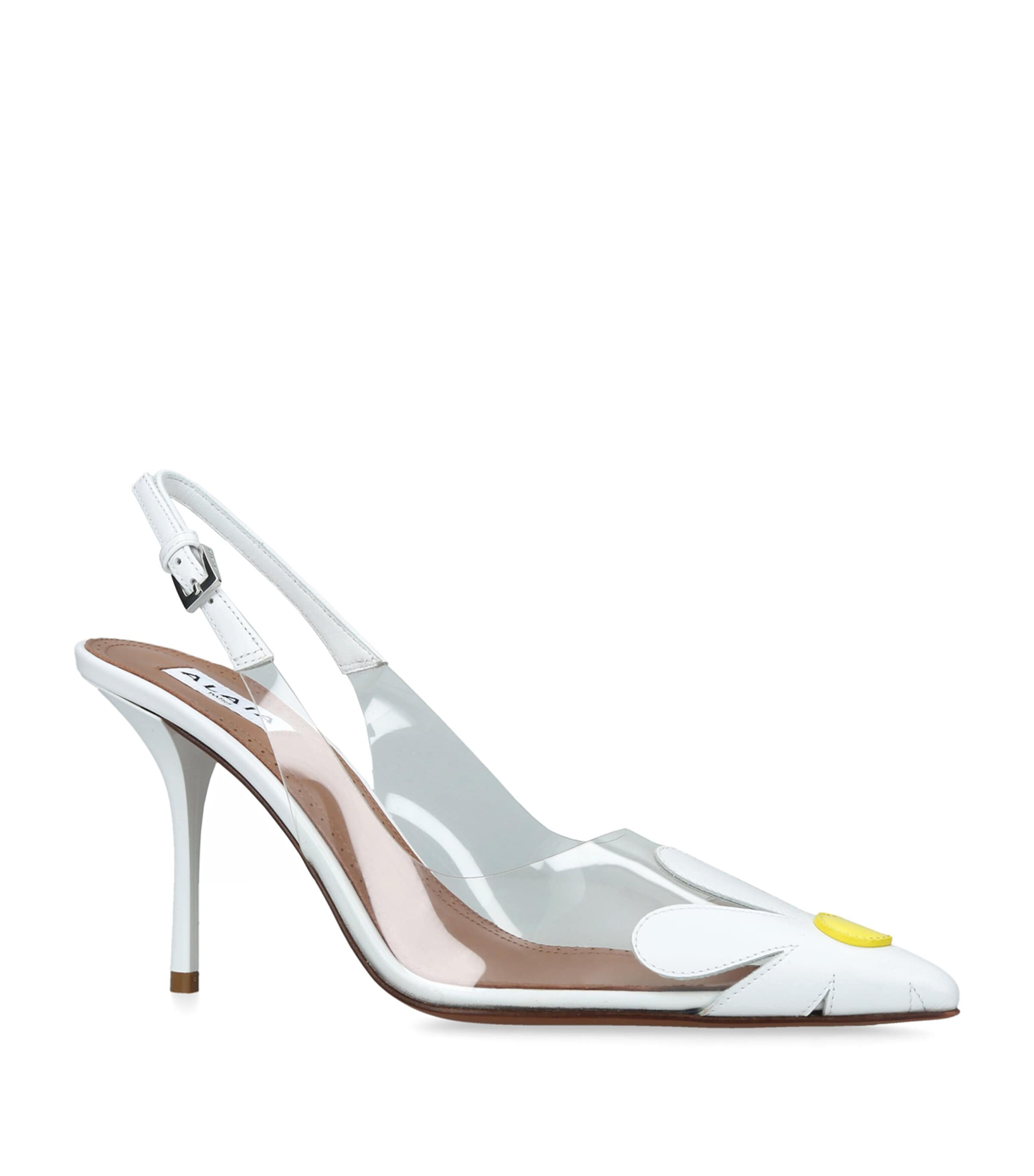 Alaïa White Leather-PVC Bloom Slingback Pumps 90 | Harrods US