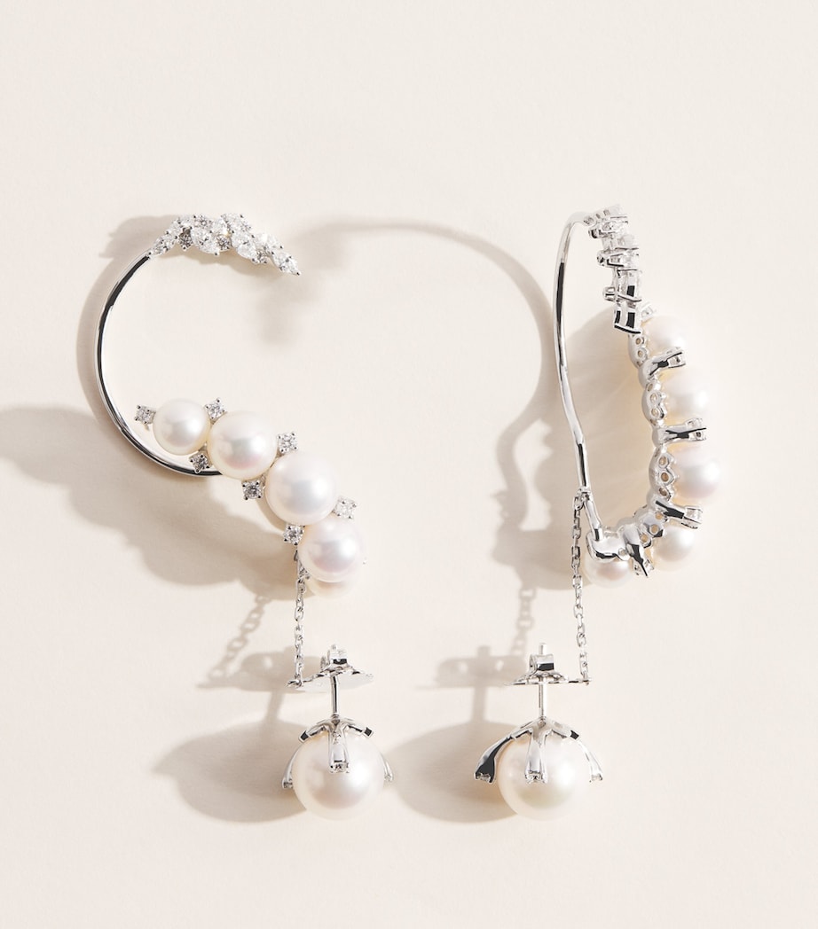 Yeprem White Gold and Diamond Pearlescent Clip Earrings White Gold Image 3