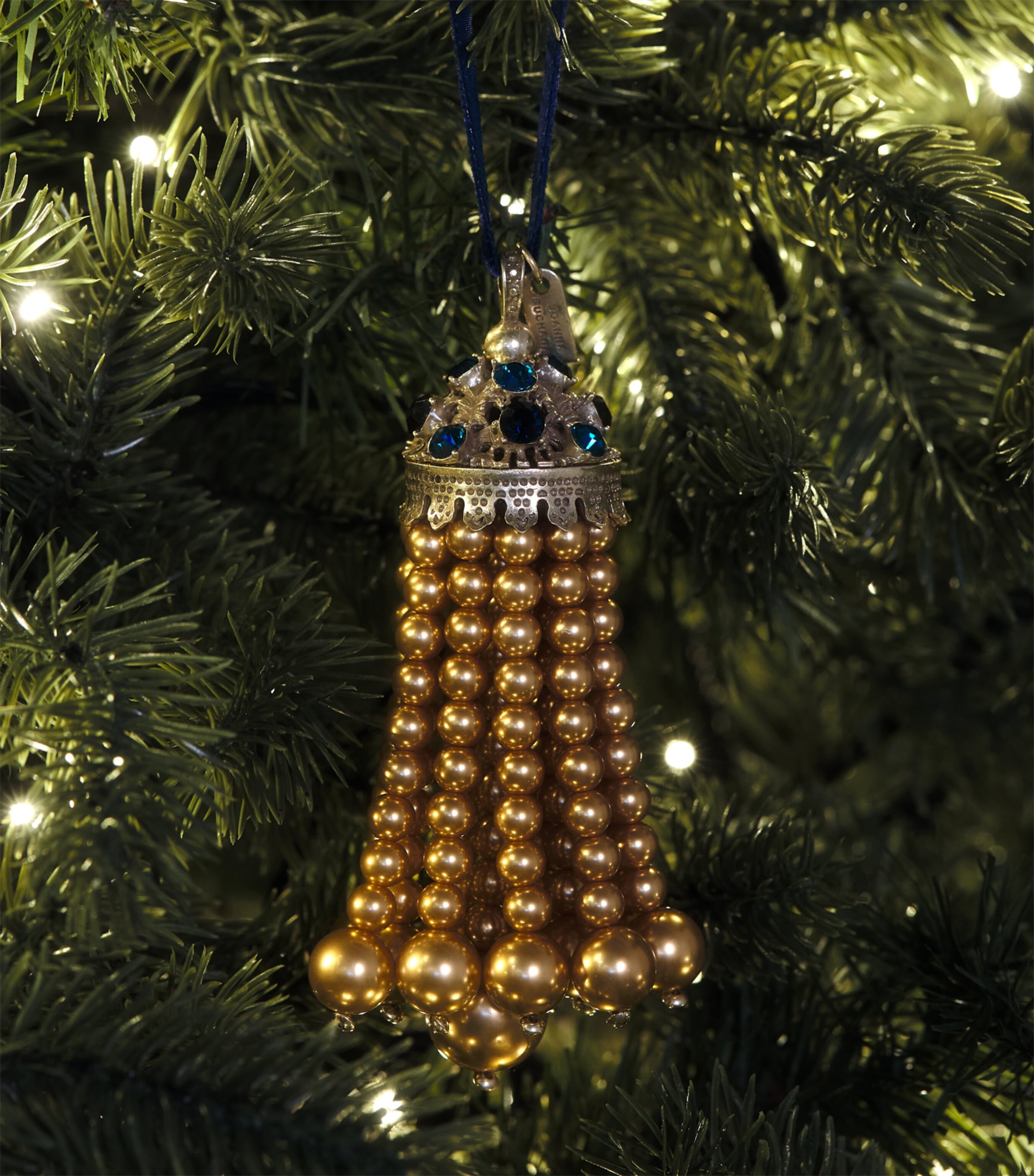 Joanna Buchanan Faux Pearl Tassel Tree Decoration Gold Image 3