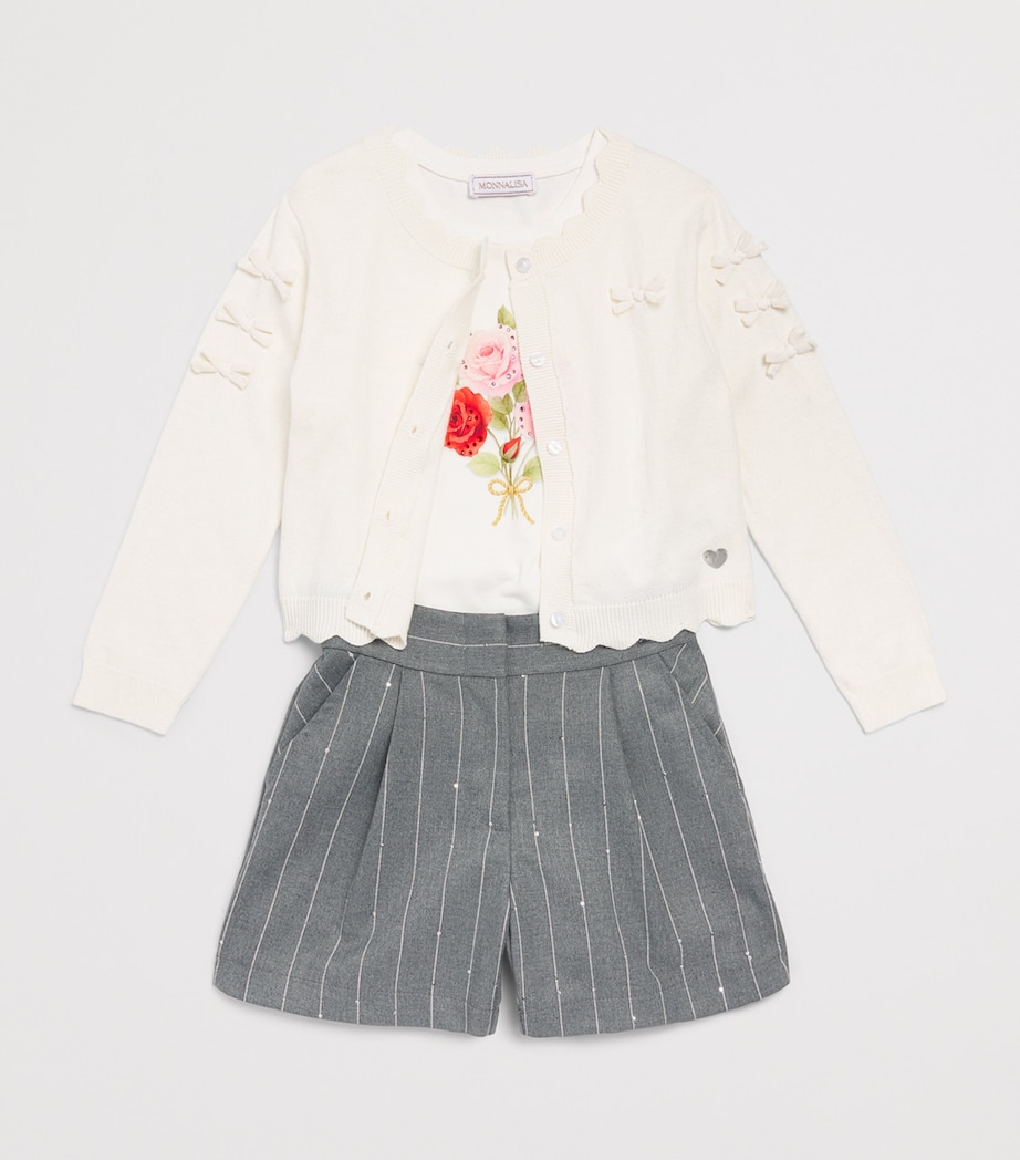 Monnalisa Cotton-Wool Bow Cardigan (6 Months-6 Years) Panna Image 3