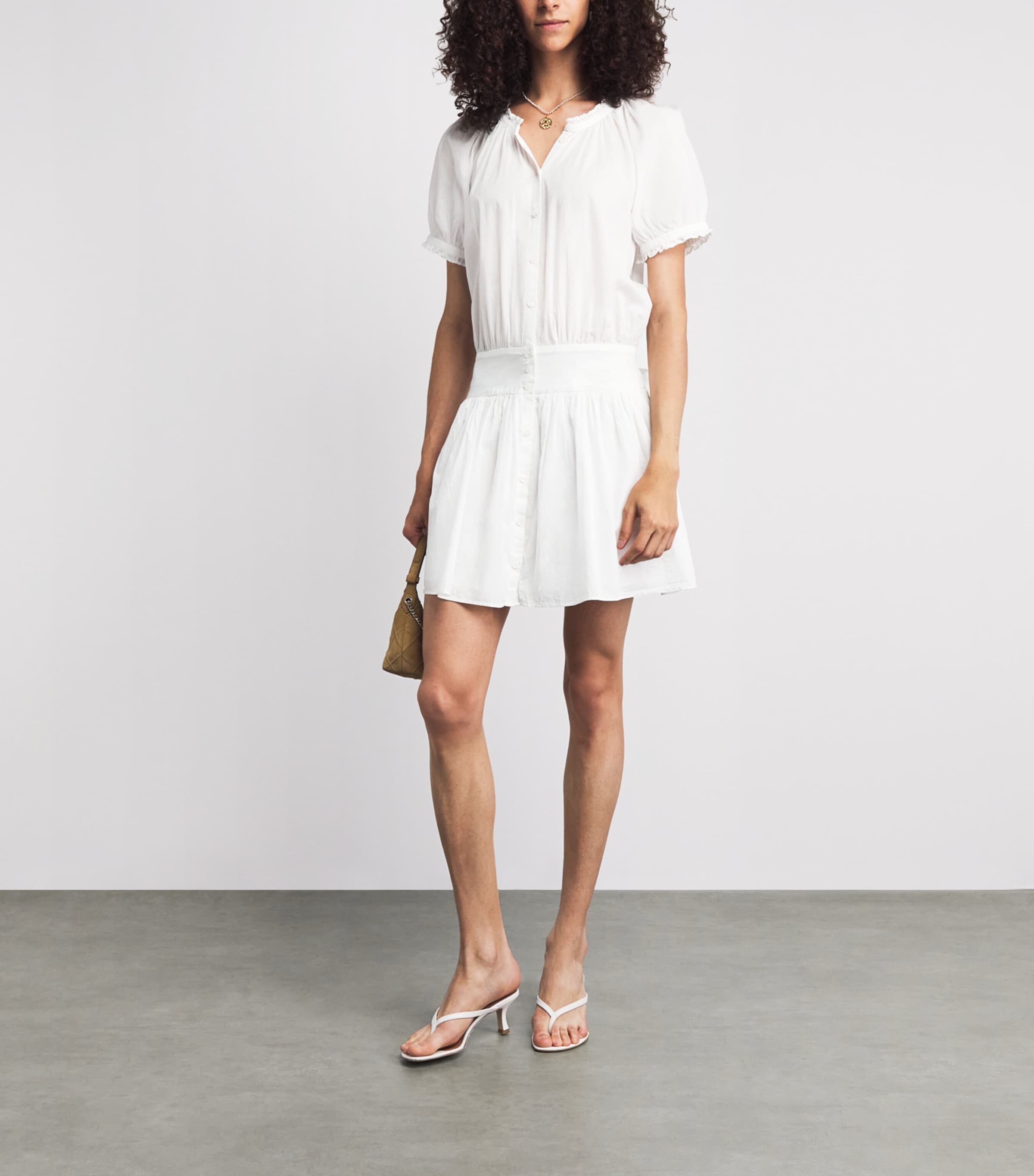 PAIGE Womens Cotton Voile Nisha Mini Dress White Image 2
