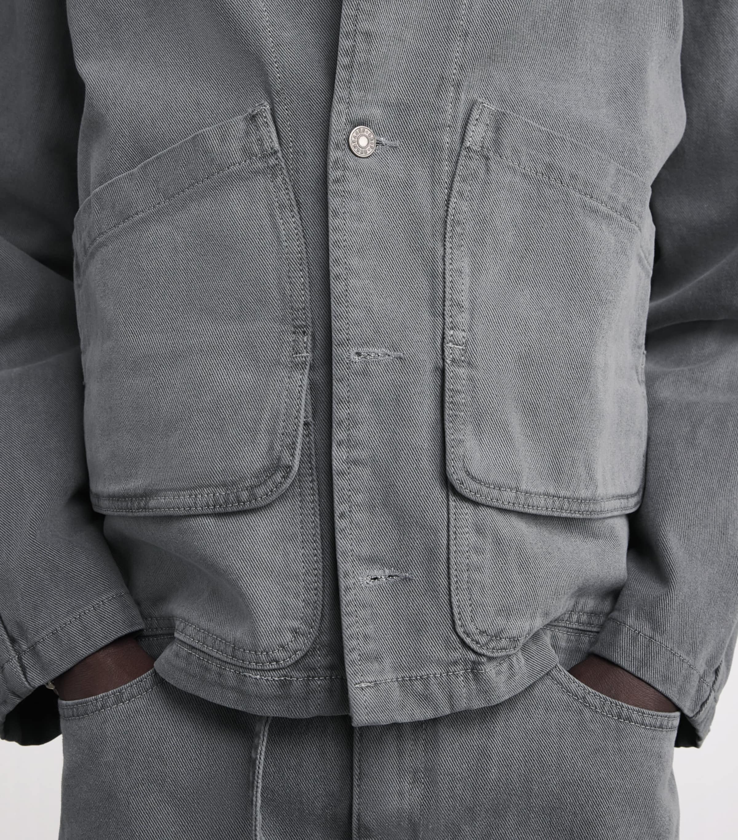 Garment-Dyed Denim Jacket GREY Image 6
