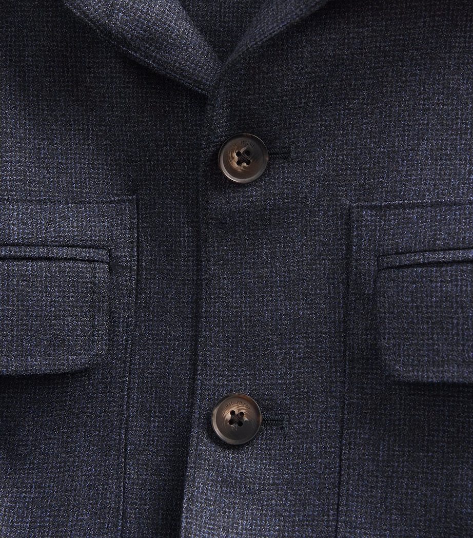 Pal Zileri Mens Virgin Wool Overshirt Blue Navy Image 6