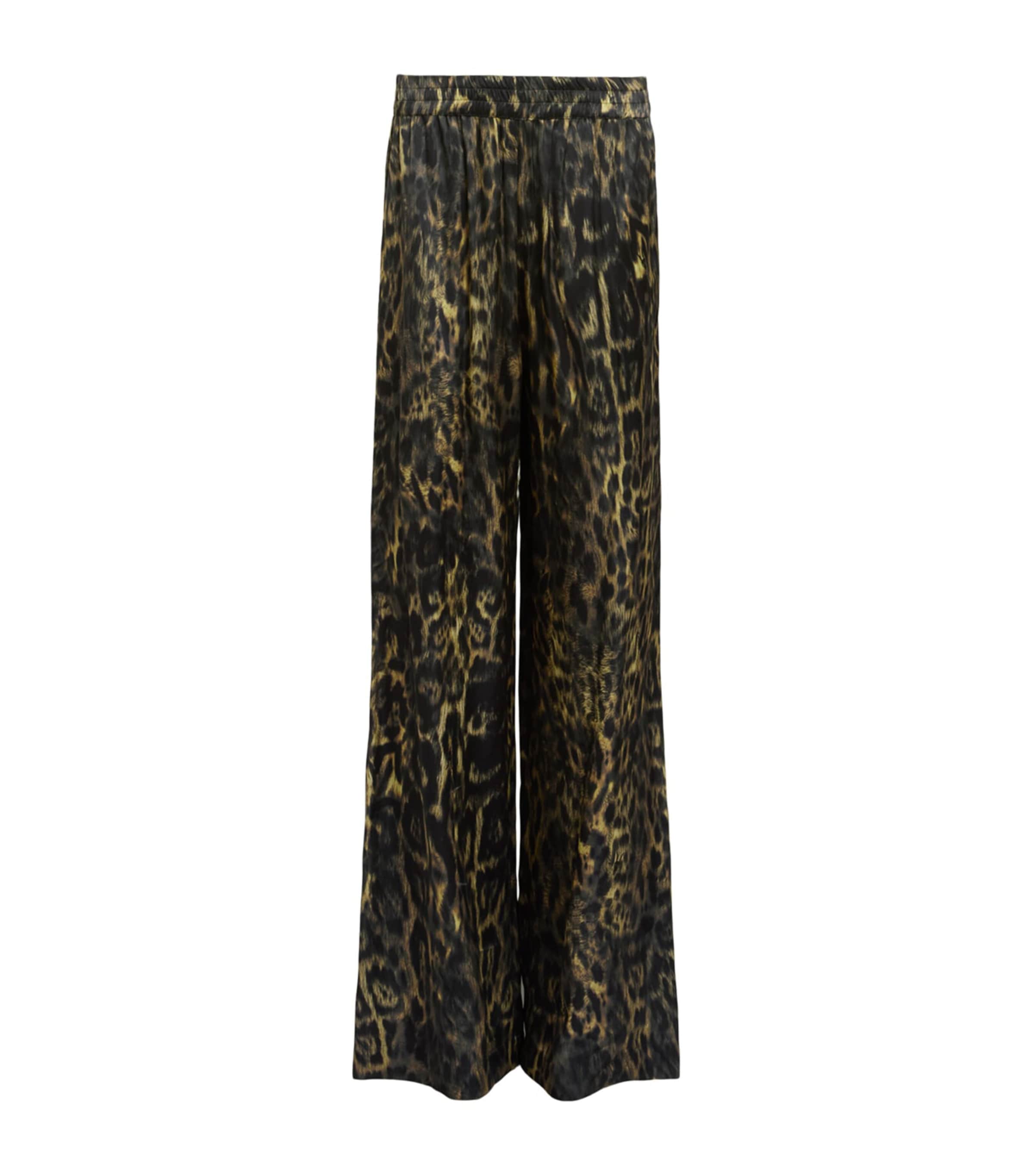 Allsaints Charli Silk Blend Wide Leg Pants In Brown