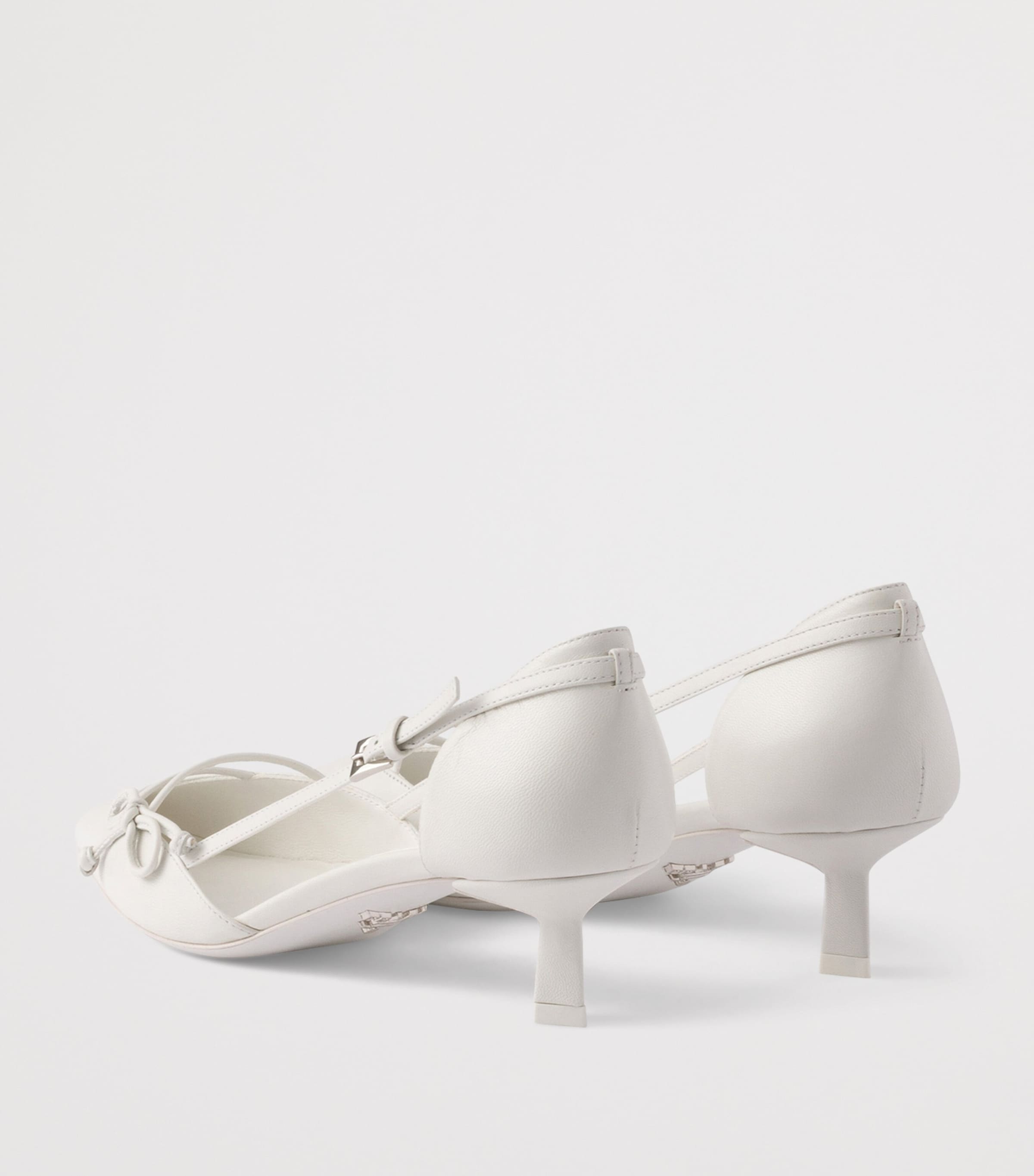 Prada Leather Open-Side Pumps 45 White Image 4
