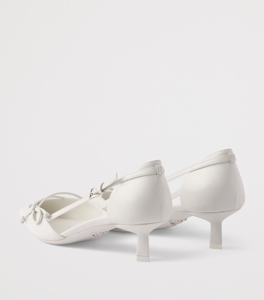 Prada Leather Open-Side Pumps 45 White Image 4