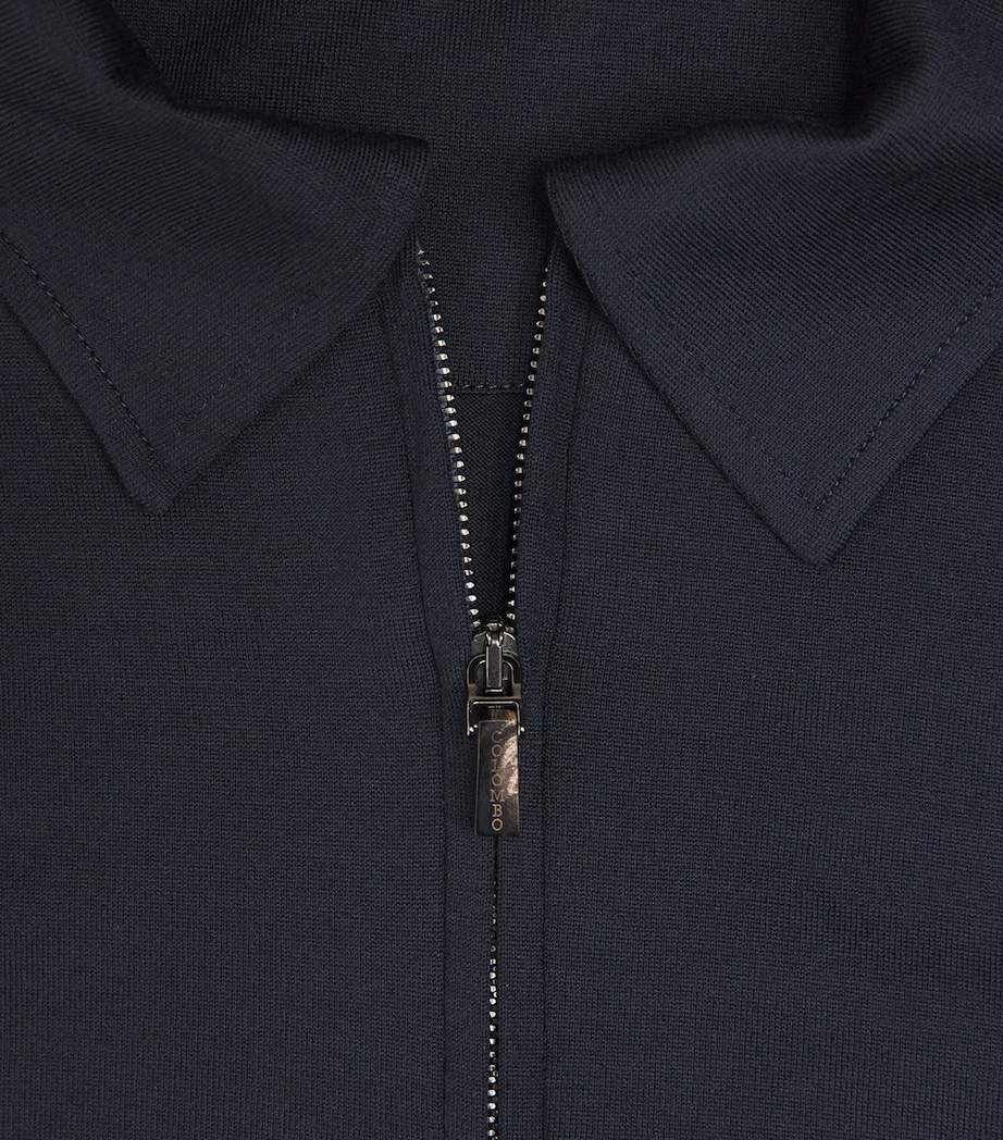 Kid Wool Quarter-Zip Polo Sweater 43000 NAVY BLUE Image 5