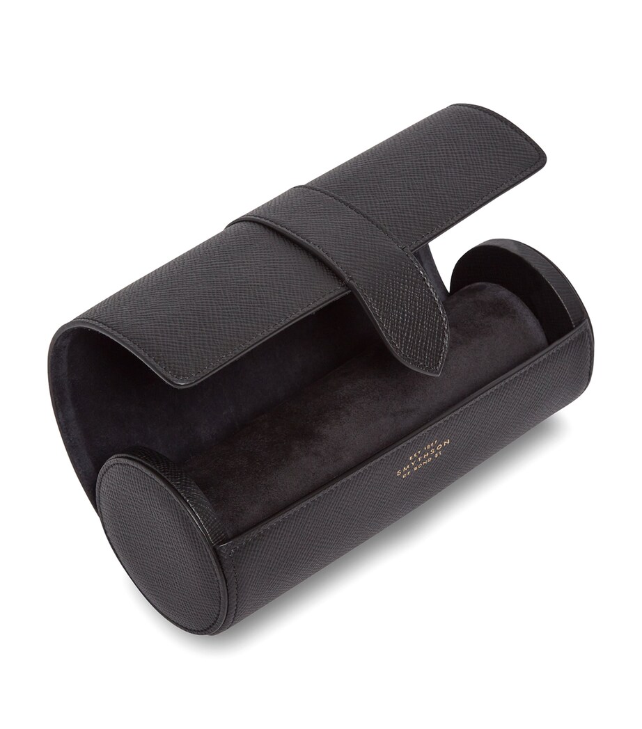 Smythson Panama Leather Watch Roll Black Image 3