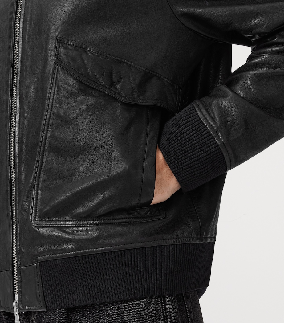 Leather Vaucluse Bomber Jacket BLACK Image 8