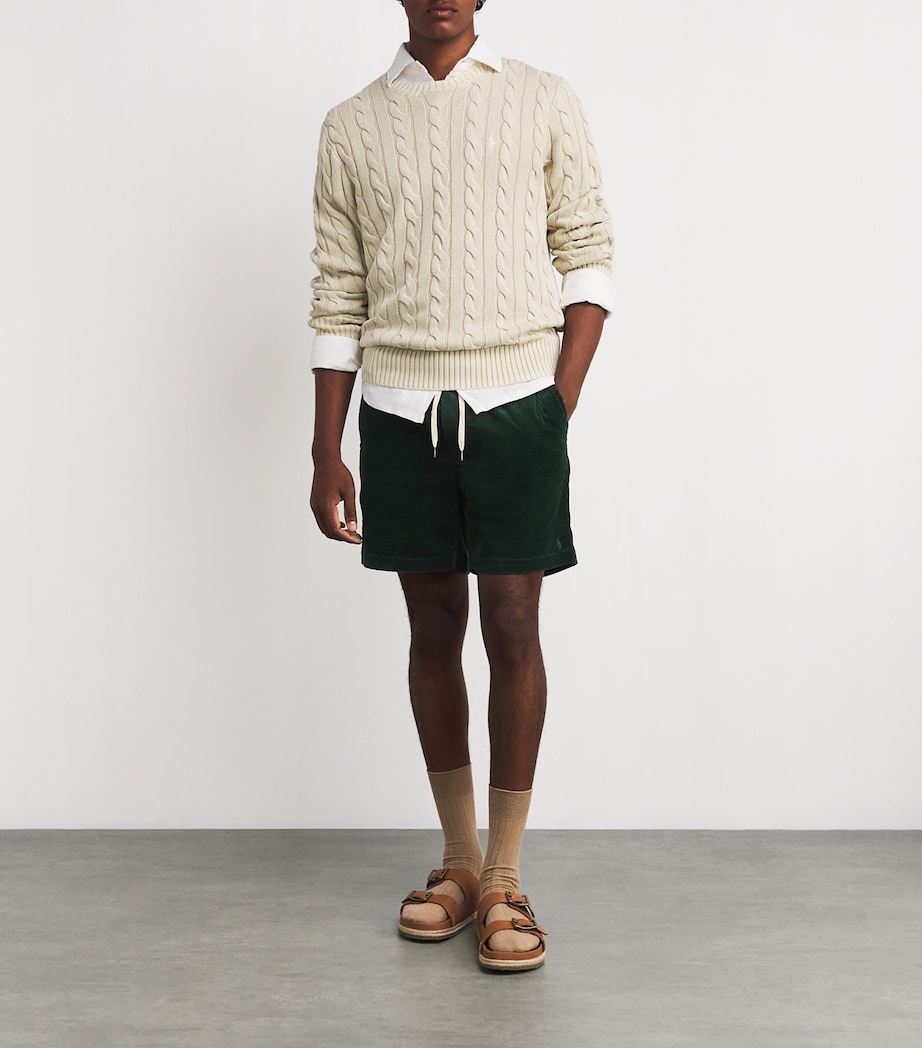 Cotton Corduroy Logo Shorts GREEN Image 2