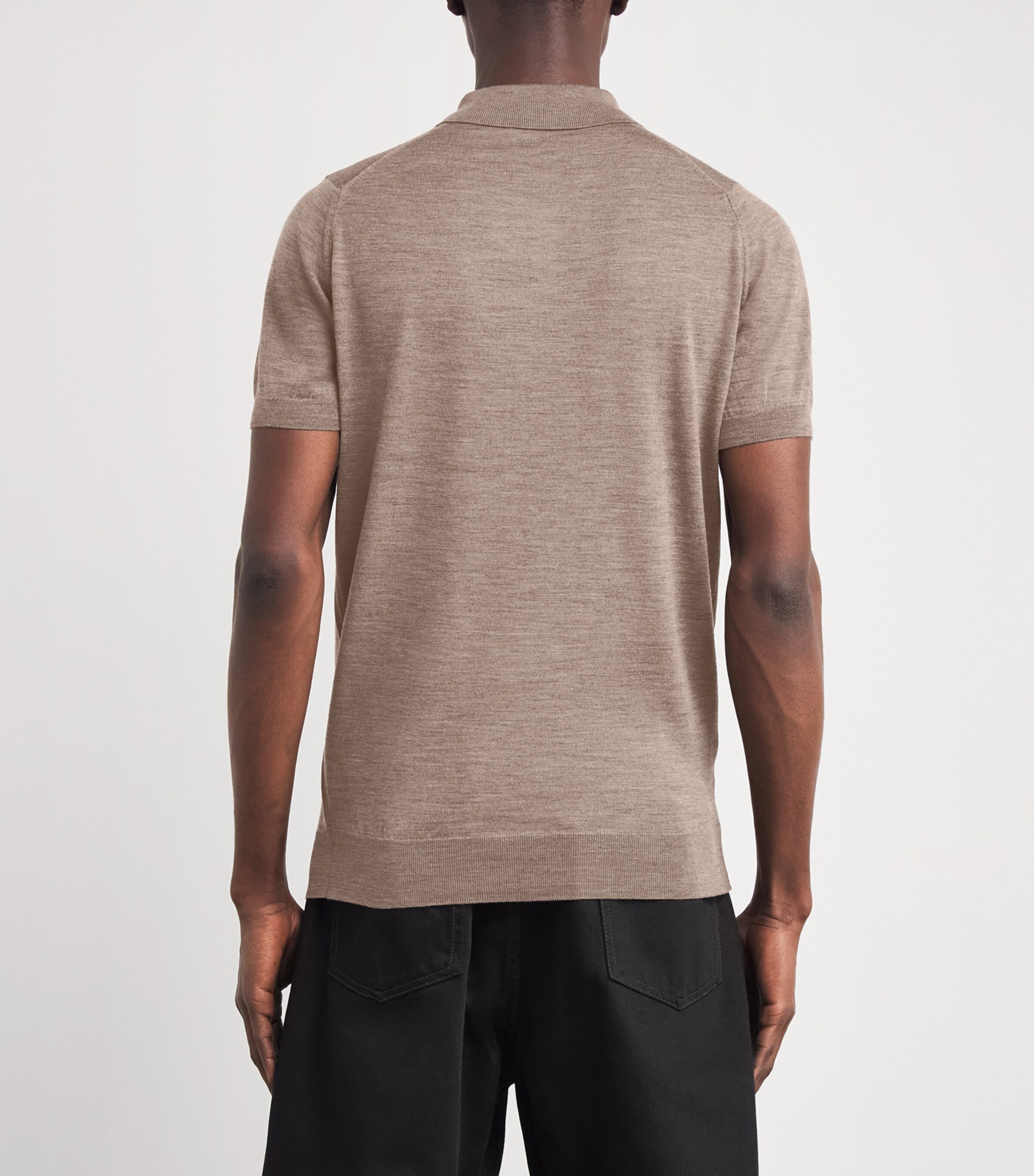 Merino Wool Payton Polo Shirt MUSHROOM Image 4