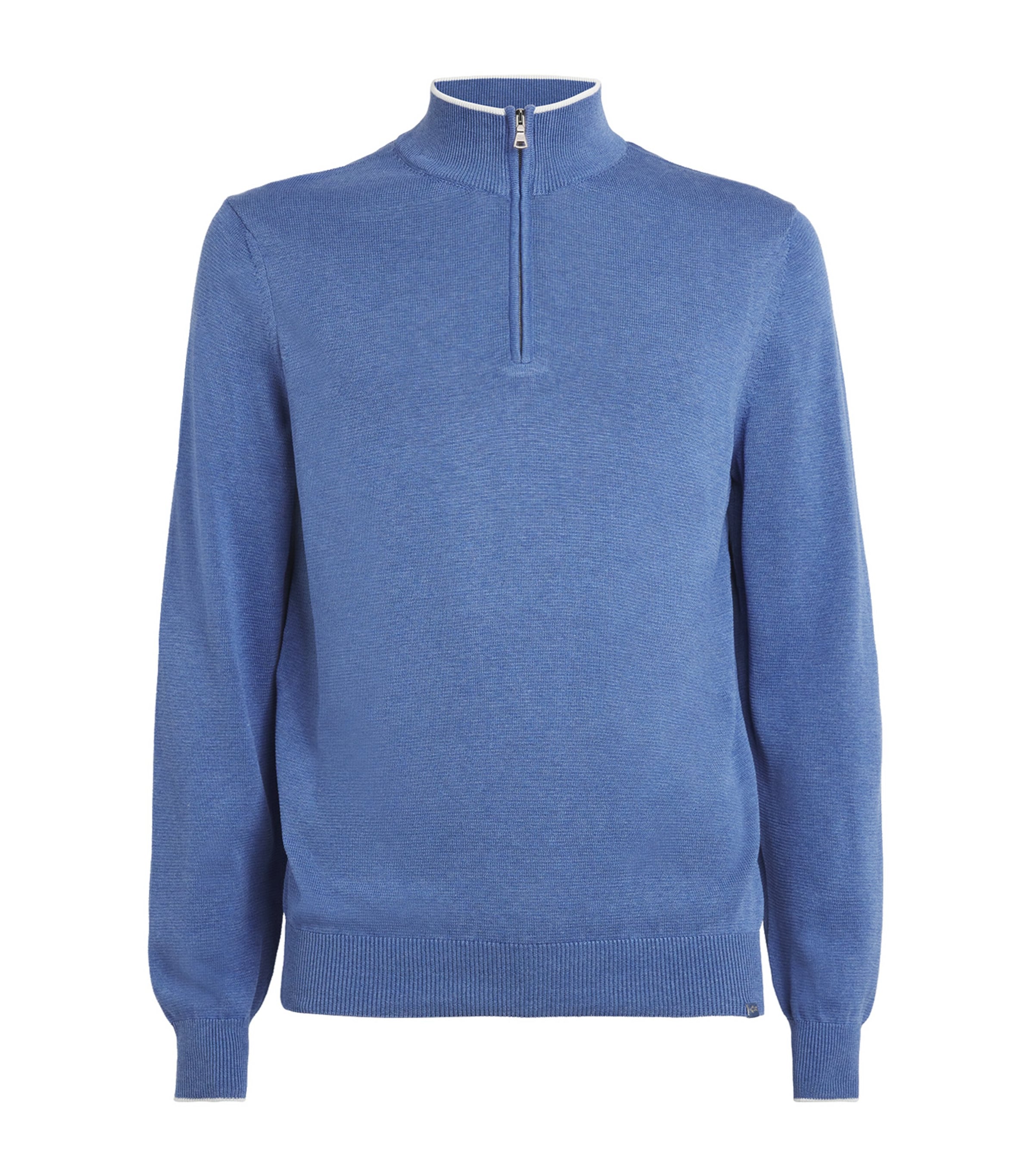 Paul & Shark Silk-cotton Half-zip Sweater In Blue