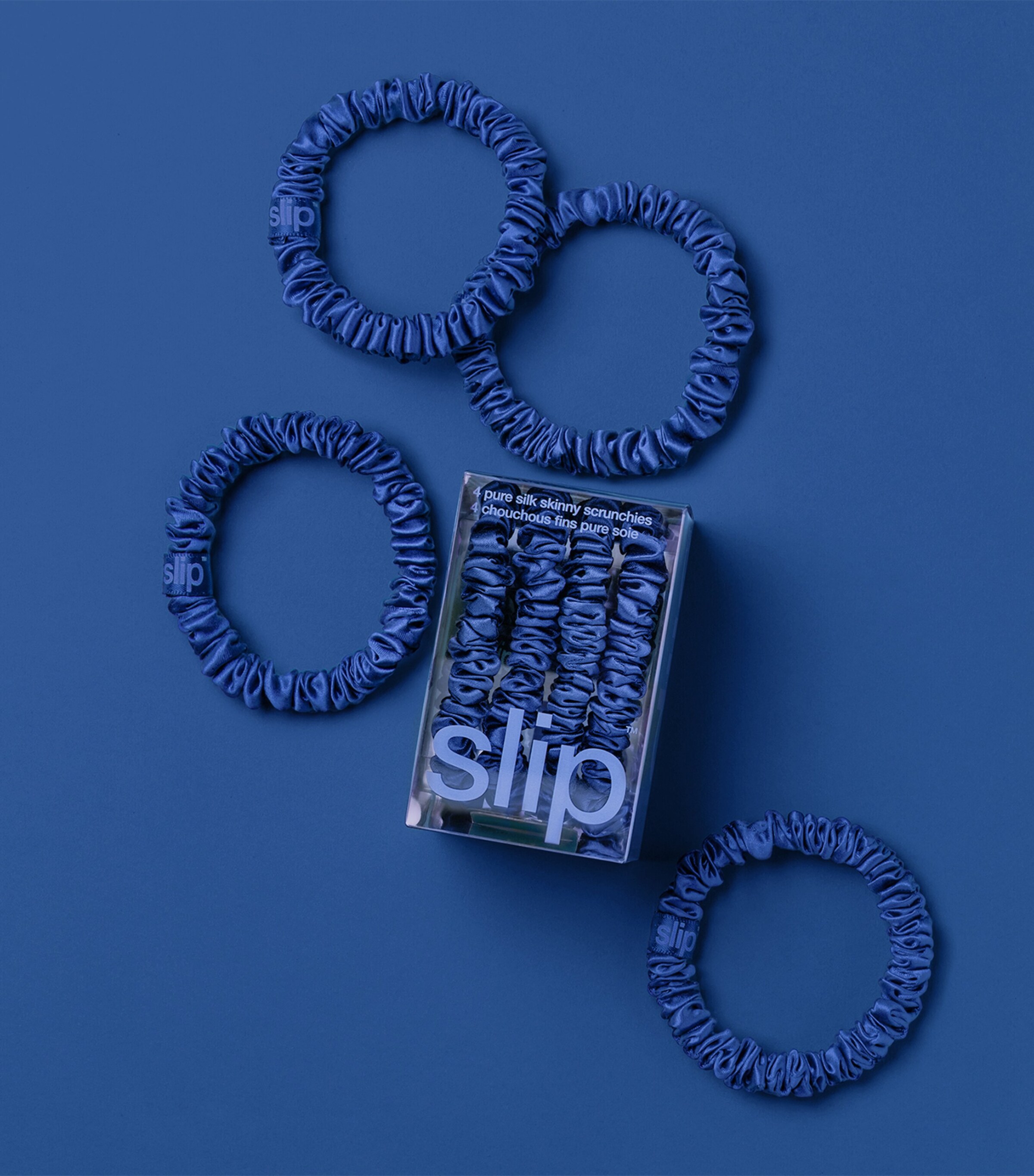 Slip Pure Silk Skinny Scrunchies (Set of 4) Royal Blue Image 5