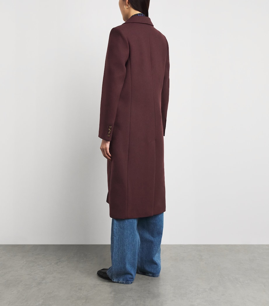 Claudie Pierlot Womens Wool-Blend Long Coat Burgundy Image 5