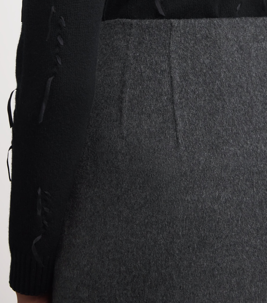 Lafayette 148 Womens Wool-Cashmere Midi Skirt Graphte Mlng Image 6