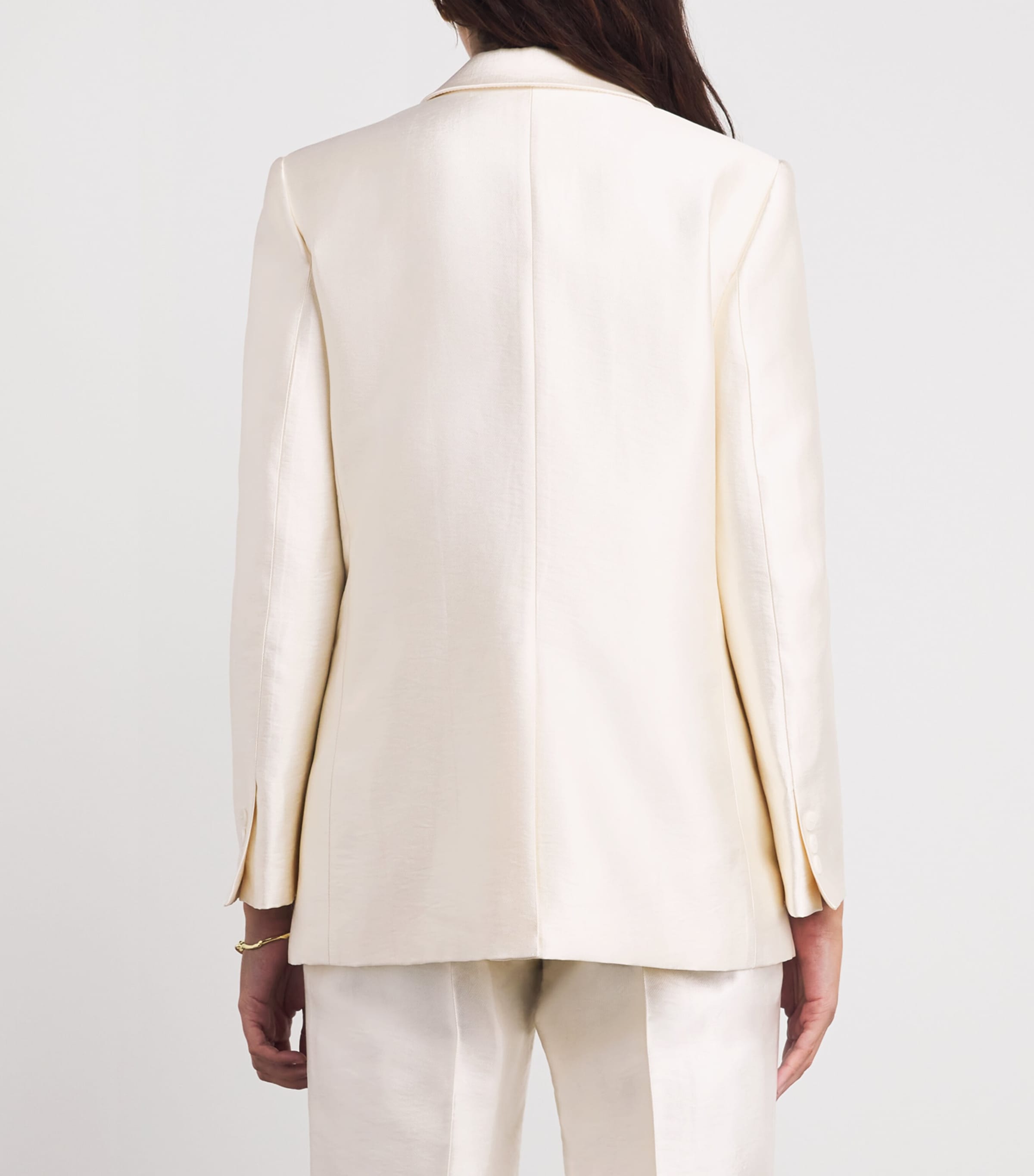 Sandro Paris Womens Satin Flower-Corsage Blazer Cream Image 5