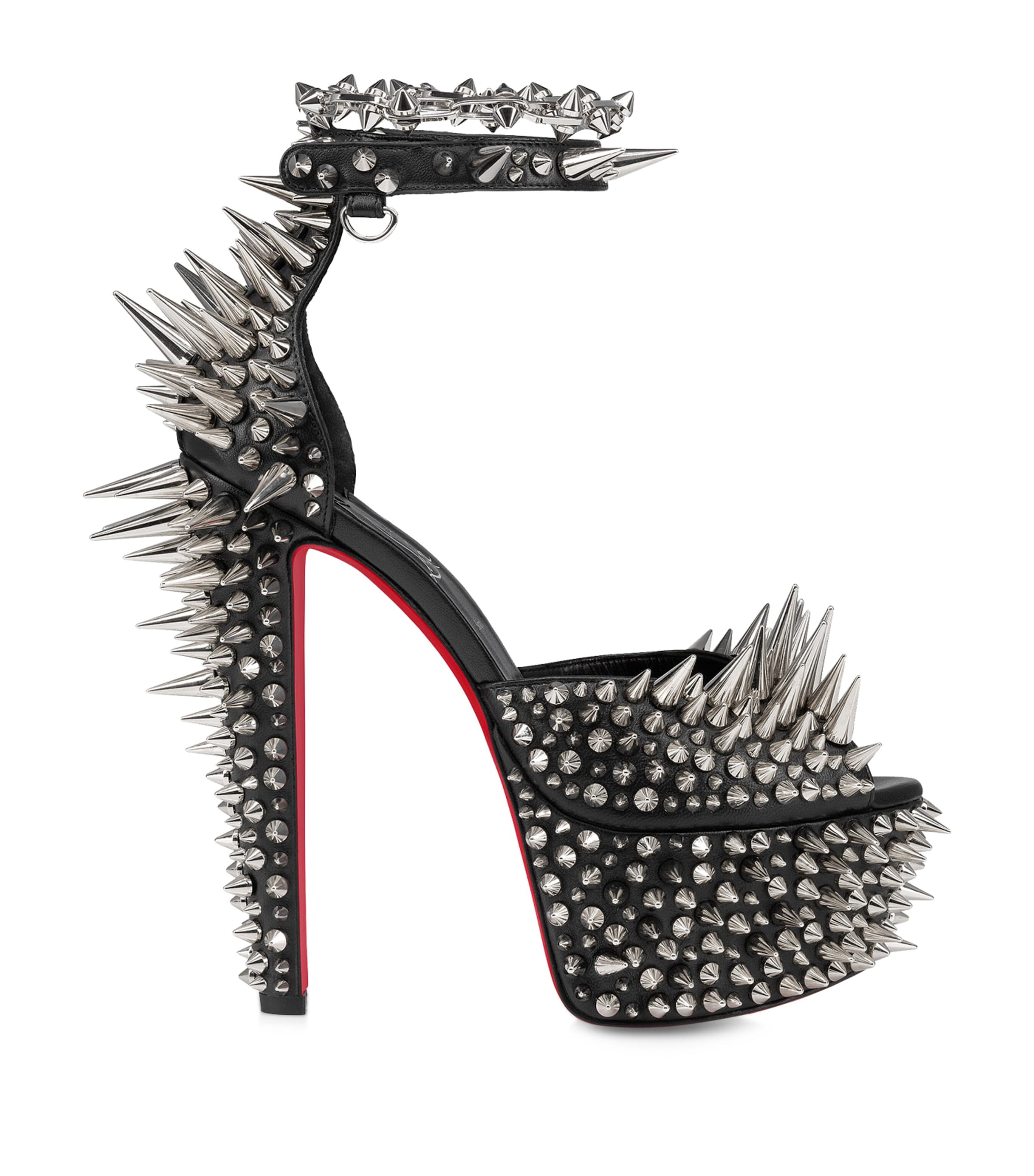 Christian Louboutin Estepic Alta Leather Platform Sandals 160 In Black