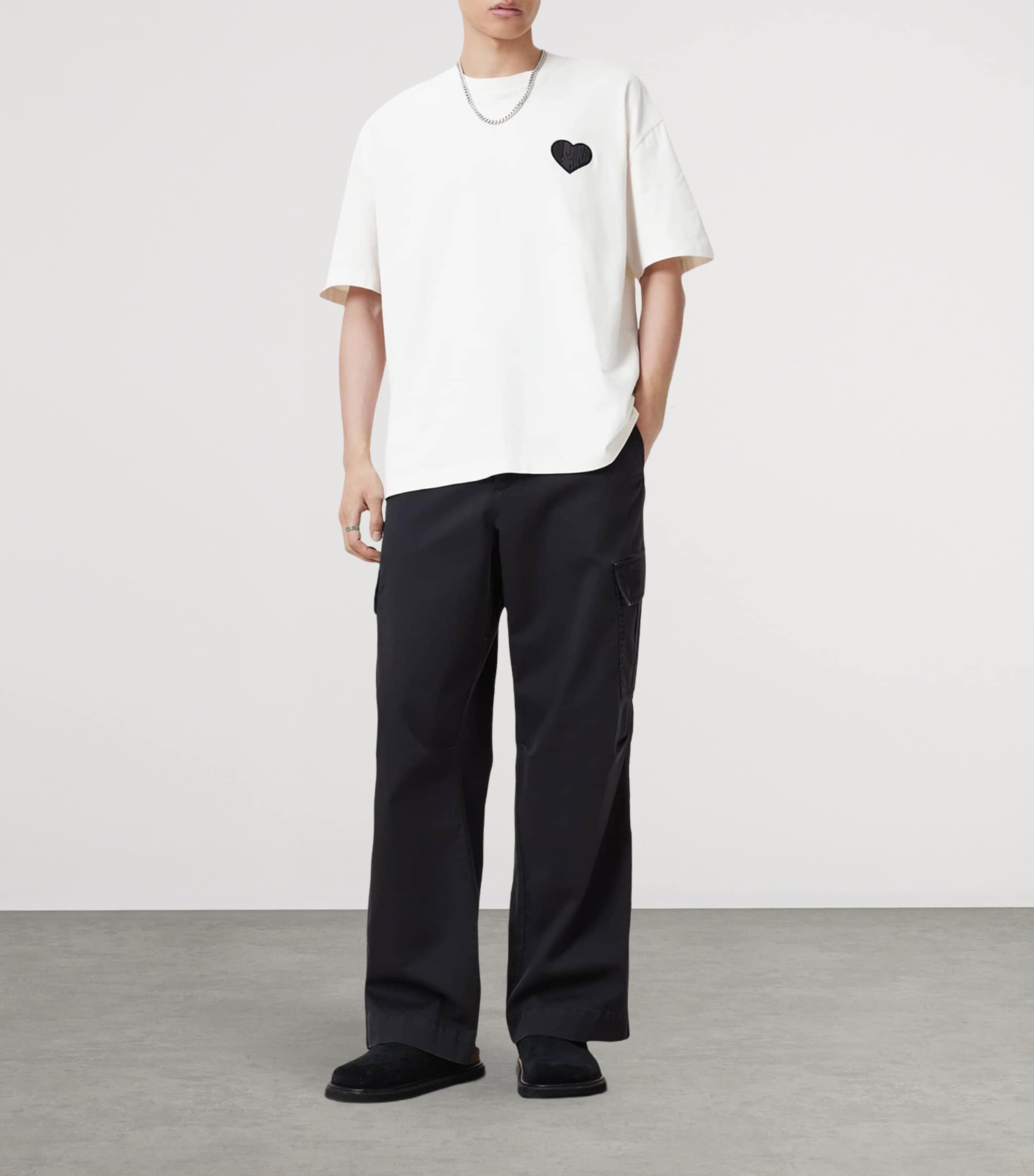 AllSaints Mens Organic Cotton Lover T-Shirt Ashen White Image 2