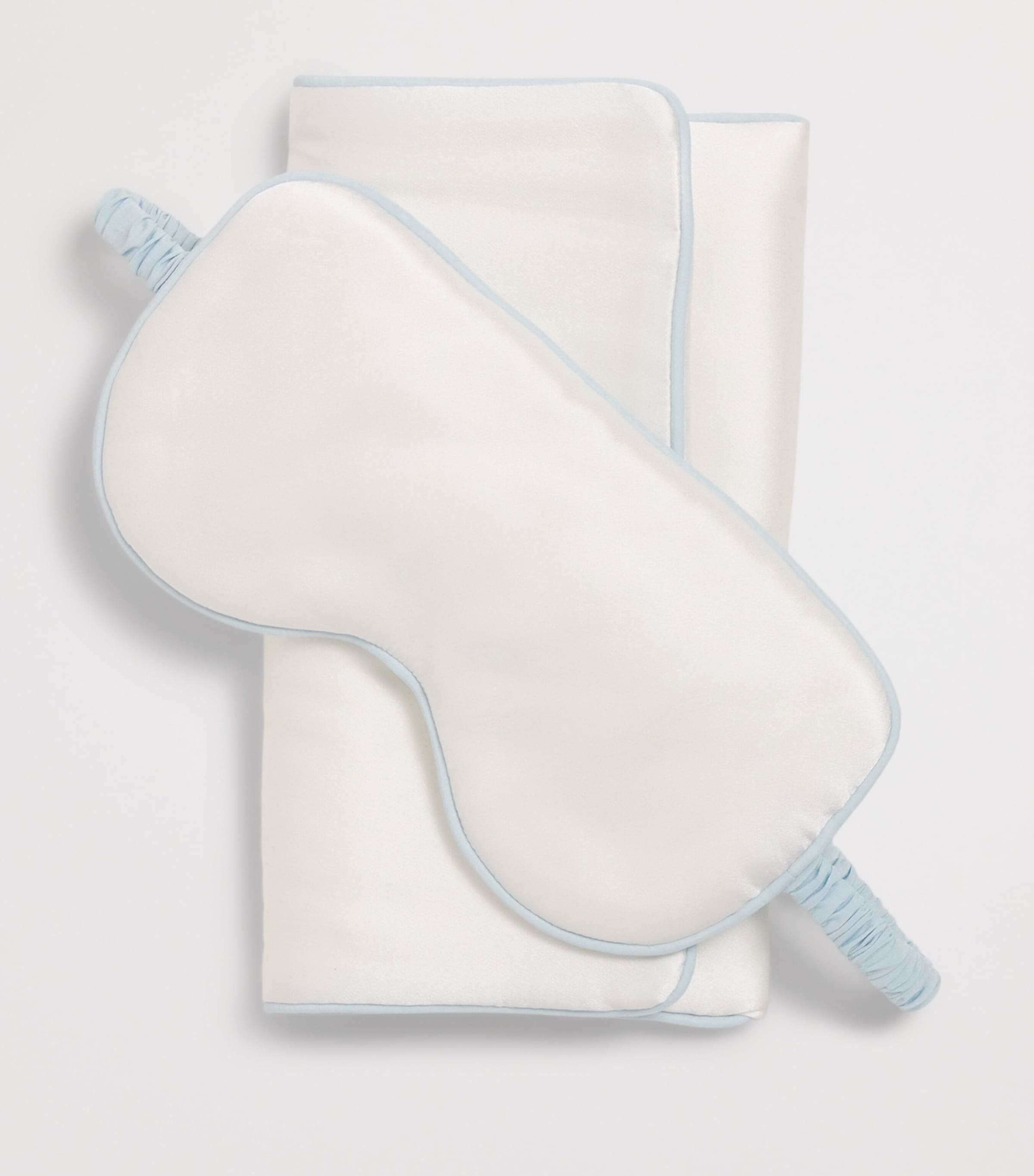 Olivia von Halle Womens Silk Audrey Eye Mask Ivory Powder Blue Image 4