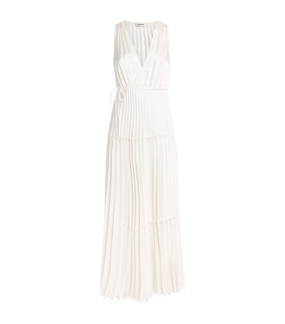 Sandro Paris Womens Pleated Maxi Dress Ecru Image 1