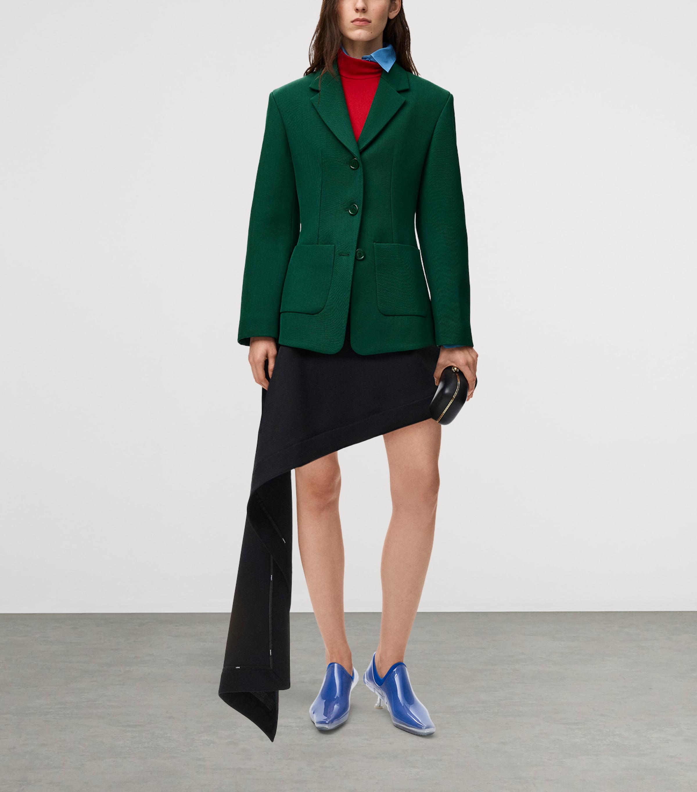 Wool Draped Mini Skirt BLACK Image 2