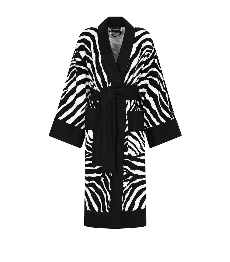Terry Cotton Zebra Print Robe UZ025 ZEBRA NERO Image 1