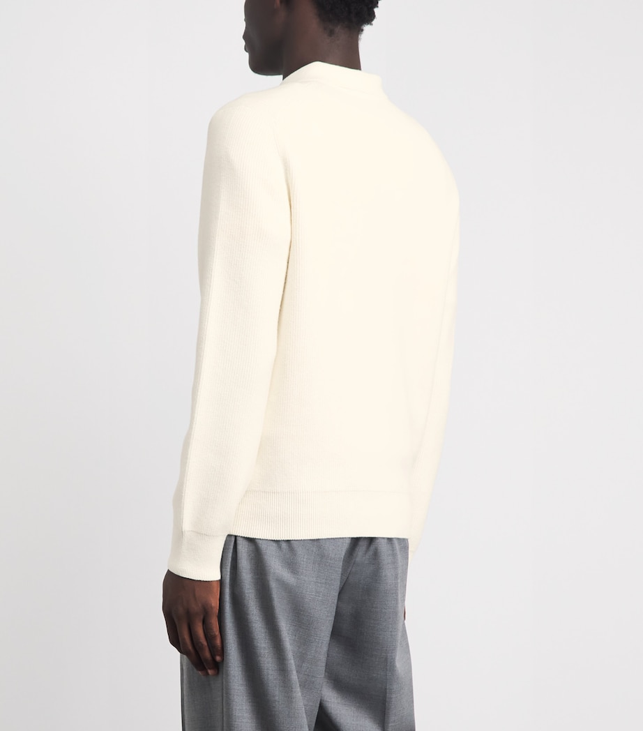 Vince Mens Cotton-Cashmere Heirloom Shaker Polo Sweater Bone Image 5