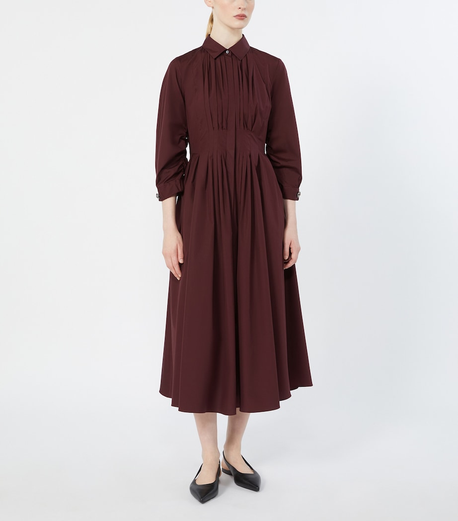 Max Mara Womens Cotton Poplin Shirt Dress Dark Red Image 3