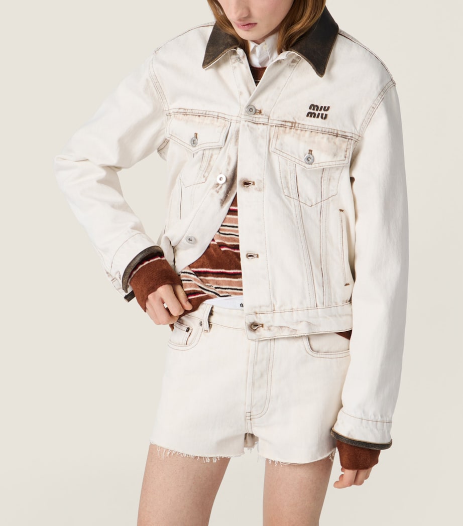 Miu Miu Womens Bleached Denim Jacket Image 4