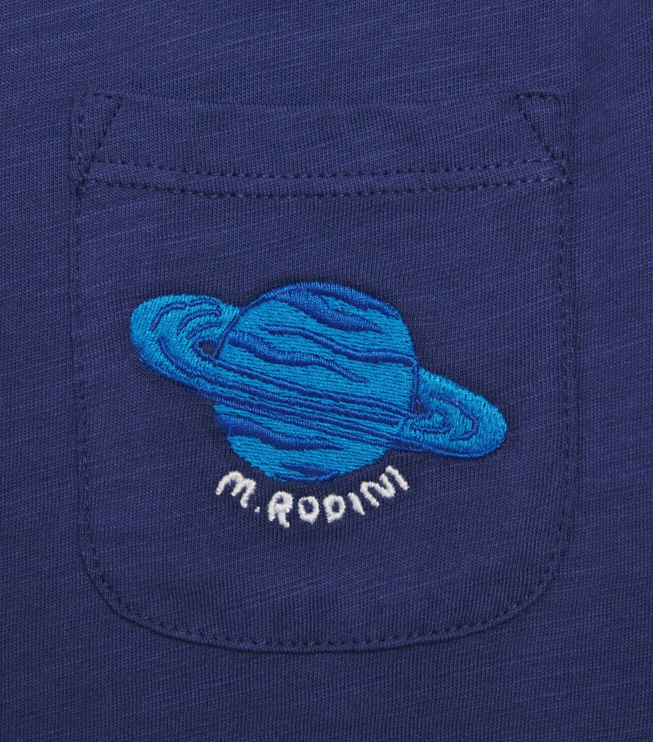 Mini Rodini Organic Cotton Planet T-Shirt (3-11 Years) Blue Image 3