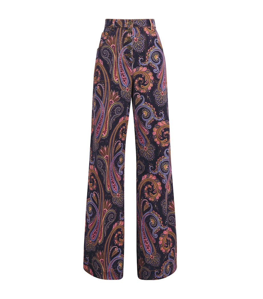 Etro Womens Paisley Flared Jeans Print/blue Bs Image 1