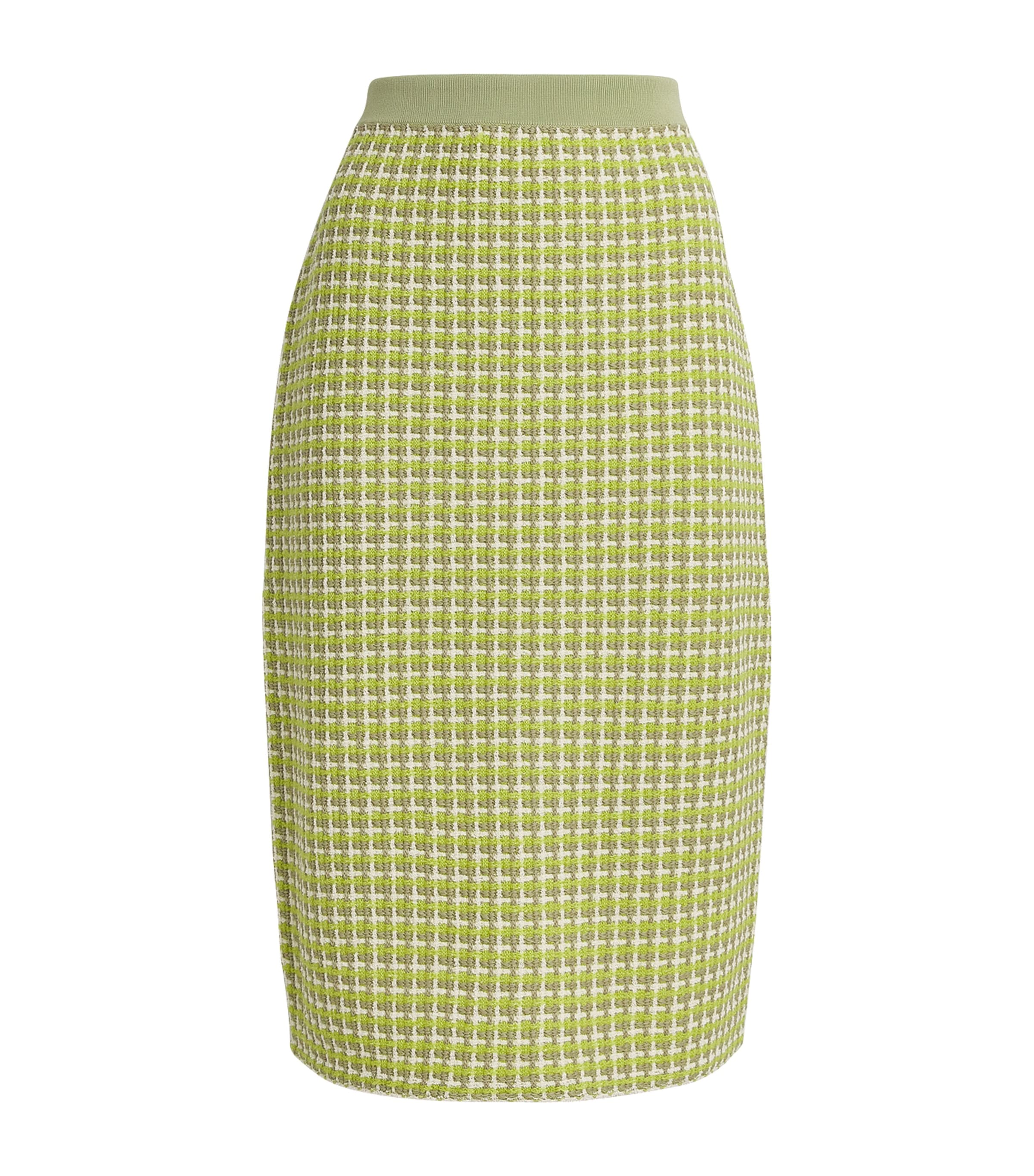 Shop Tory Burch Knitted Jacquard Midi Skirt In Green