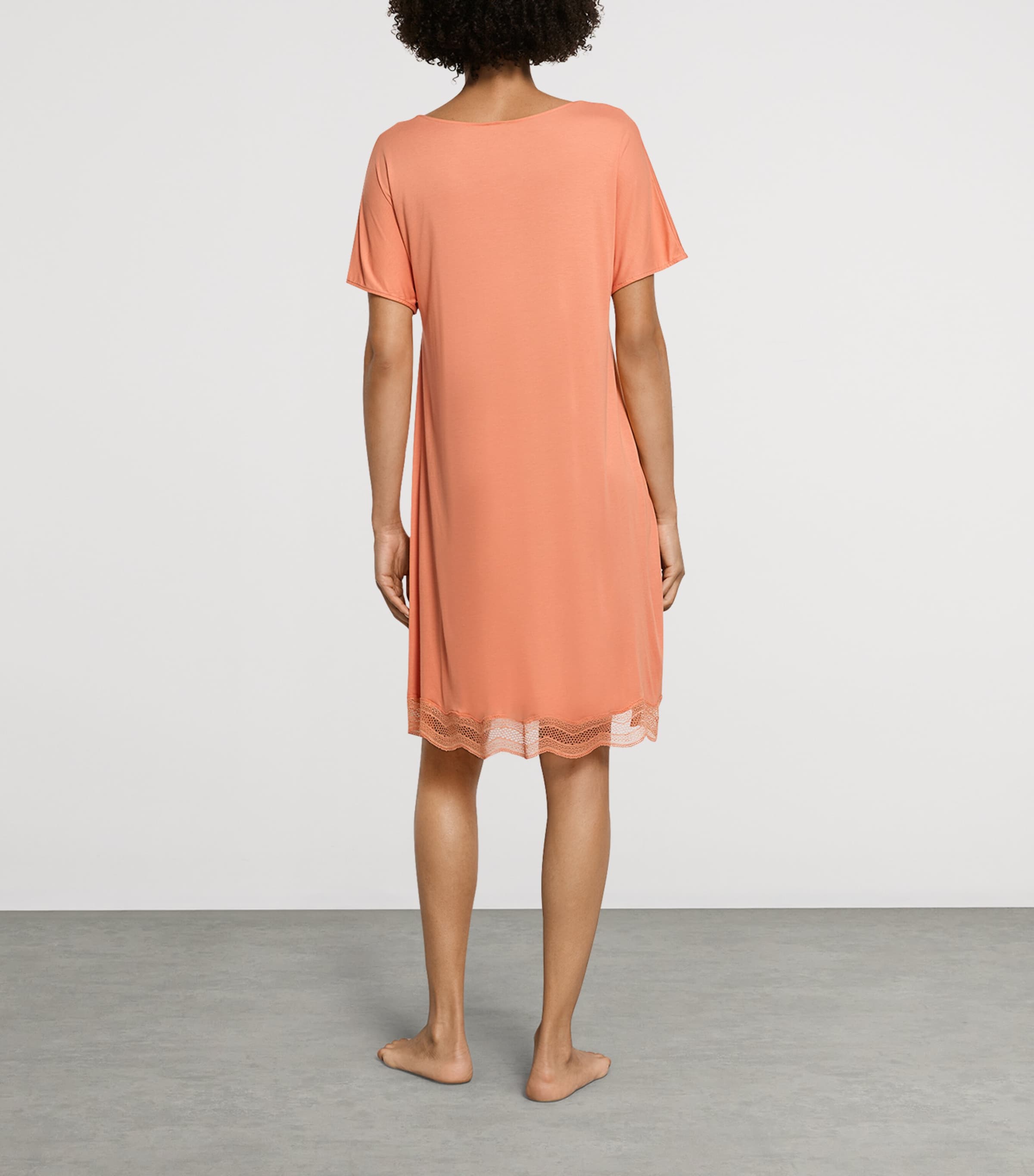 Hanro Womens Short-Sleeve Cira Nightdress Light Carnelian Image 3