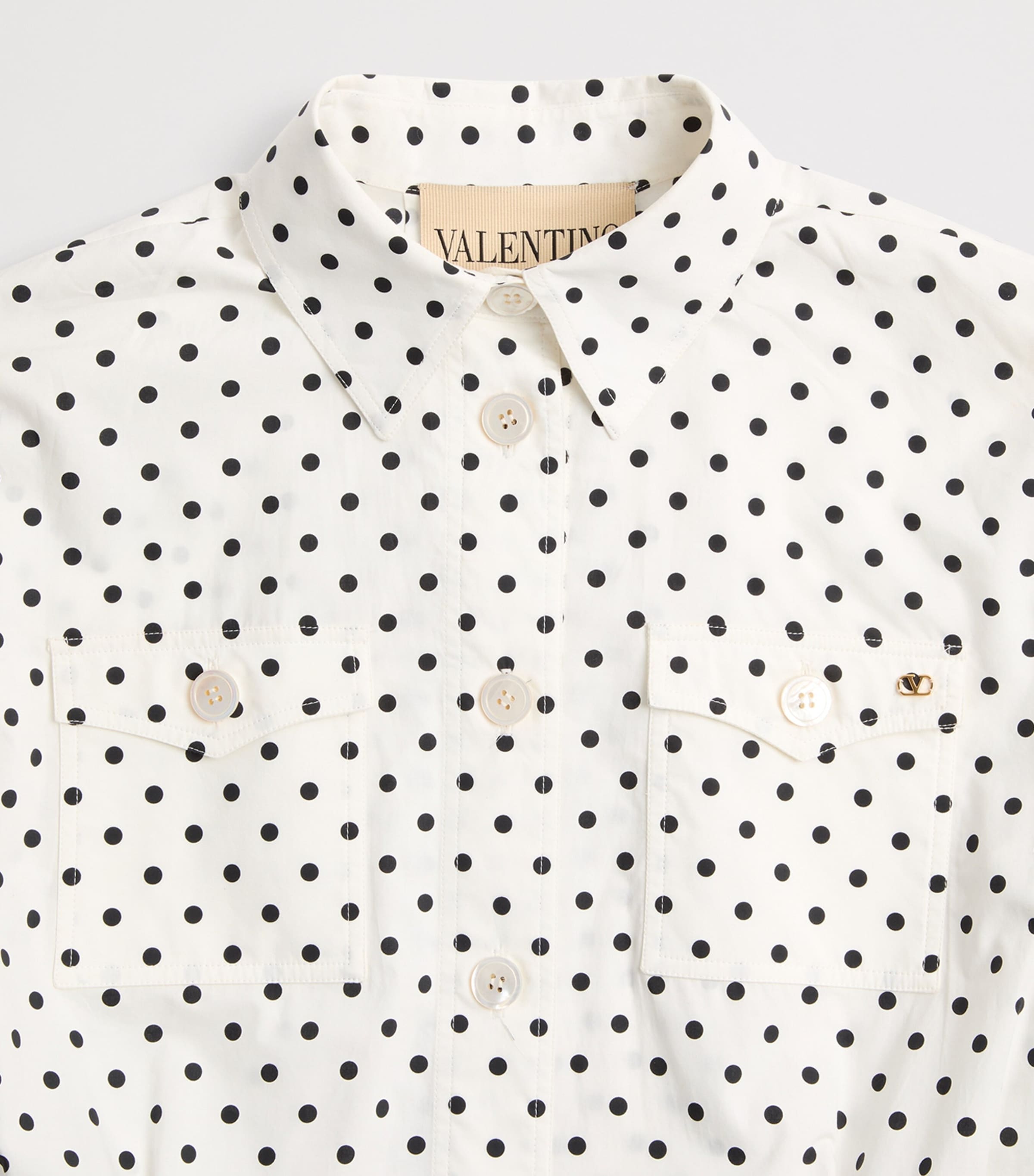 Valentino Womens Cotton Polka-Dot Midi Dress Image 7