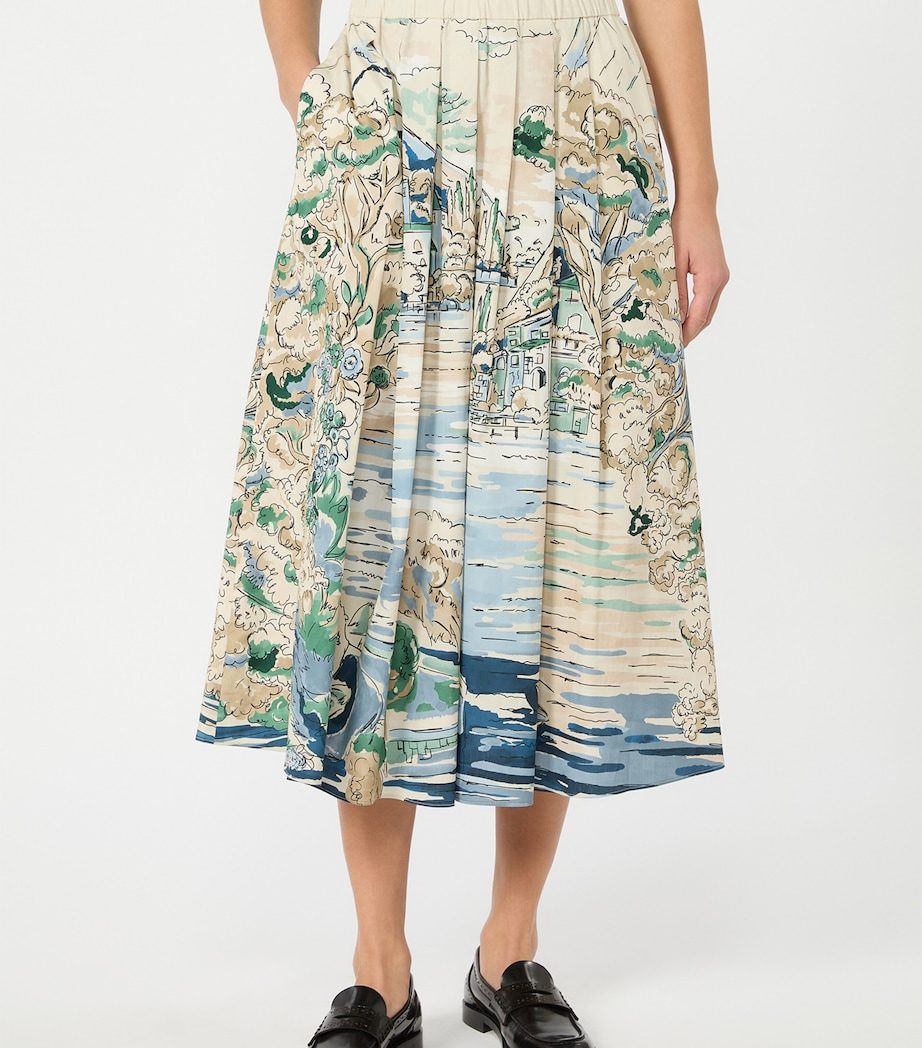 Weekend Max Mara Womens Cotton Lake Print Skirt Light Blue Image 2